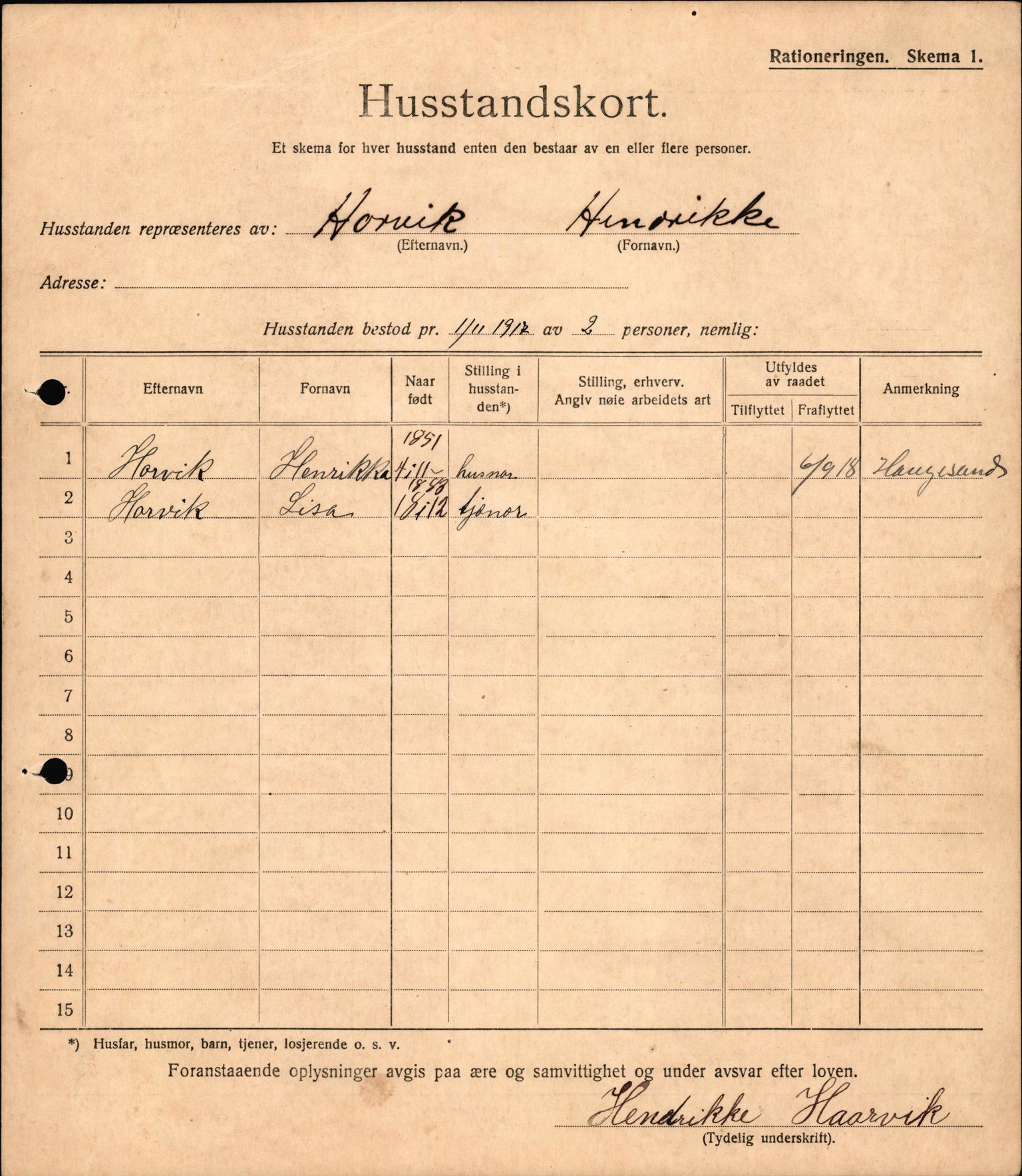 IKAH, Meland kommune, Provianteringsrådet, Husstander per 01.11.1917, 1917-1918, p. 88