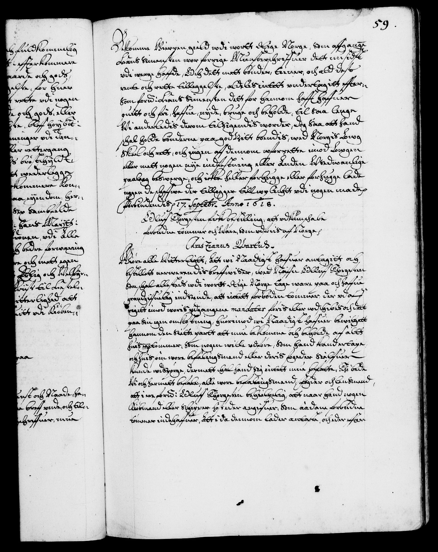 Danske Kanselli 1572-1799, AV/RA-EA-3023/F/Fc/Fca/Fcaa/L0004: Norske registre (mikrofilm), 1617-1630, p. 59a