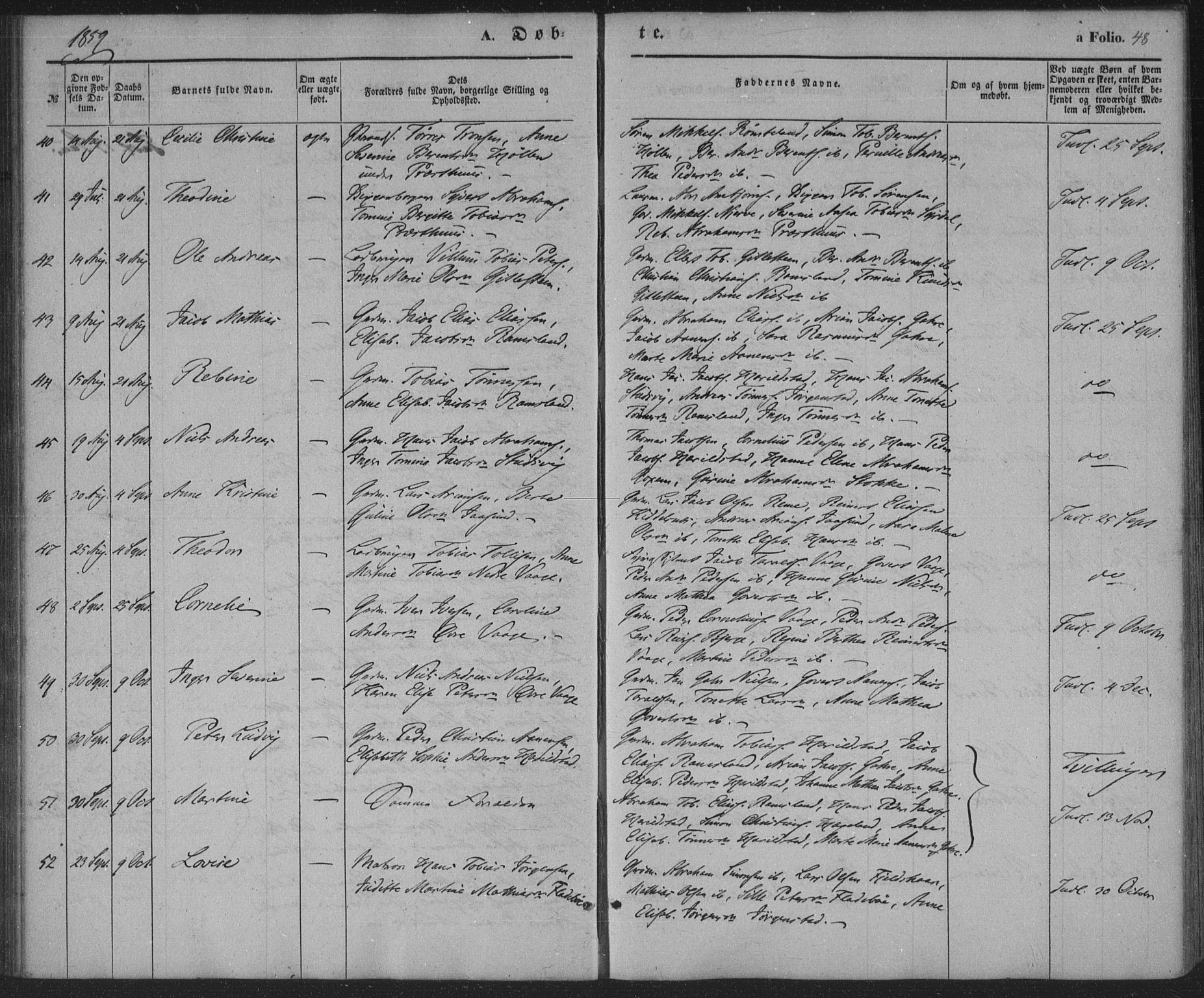 Sør-Audnedal sokneprestkontor, AV/SAK-1111-0039/F/Fa/Faa/L0002: Parish register (official) no. A 2, 1848-1867, p. 48