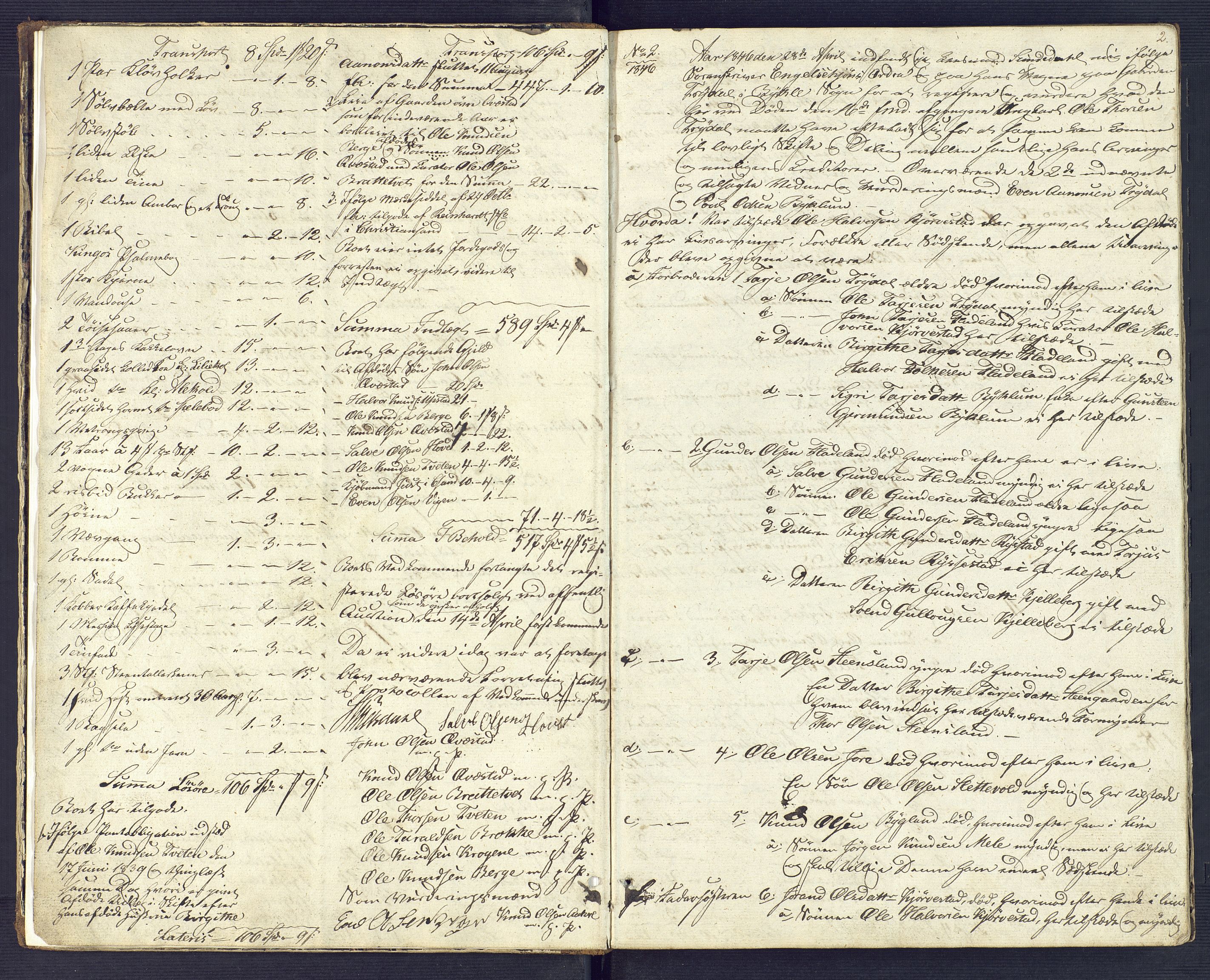 Setesdal sorenskriveri, SAK/1221-0011/H/Hc/L0025: Skifteregistreringsprotokoll nr 1 Valle tinglag med register, 1846-1861, p. 2