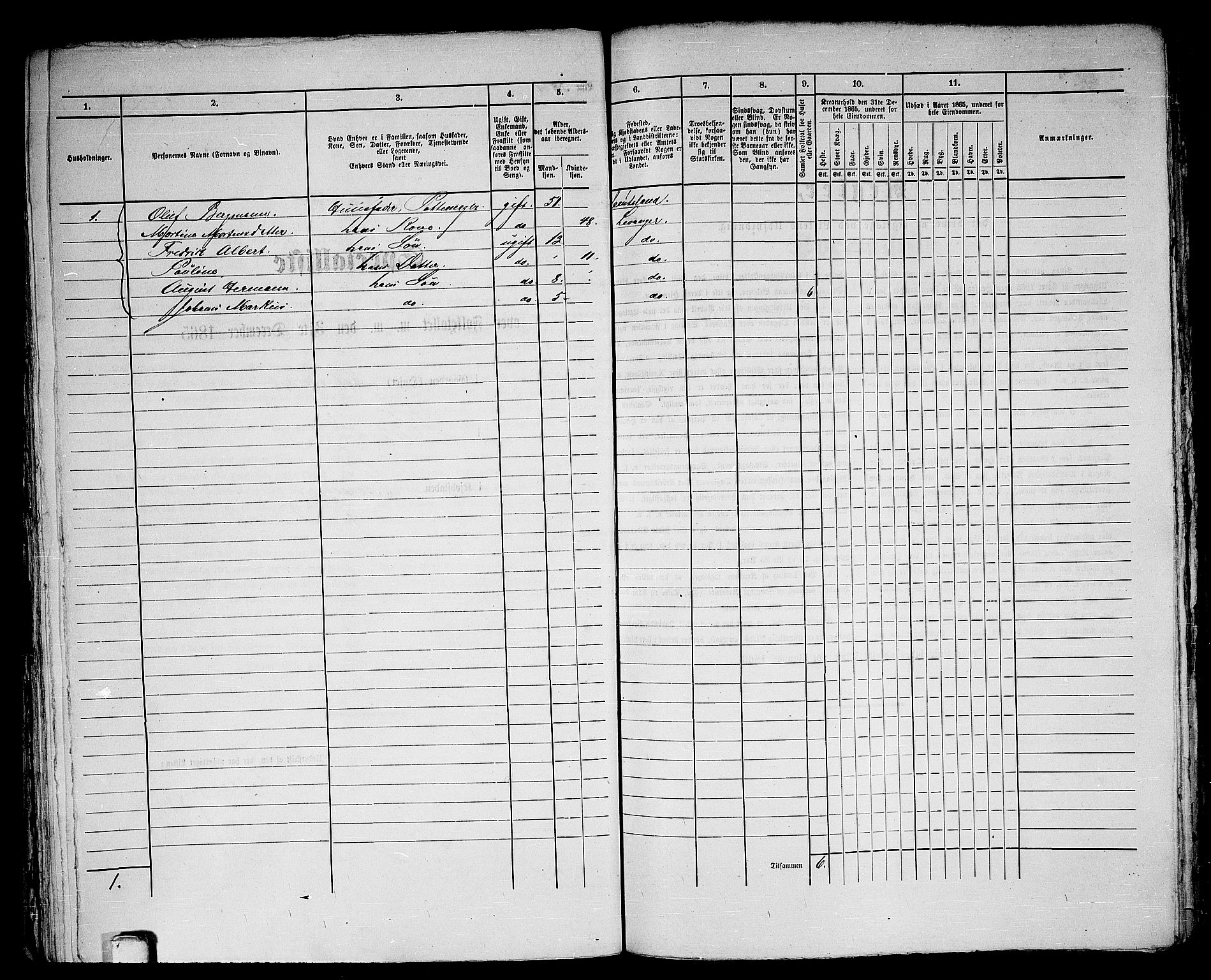 RA, 1865 census for Levanger/Levanger, 1865, p. 126