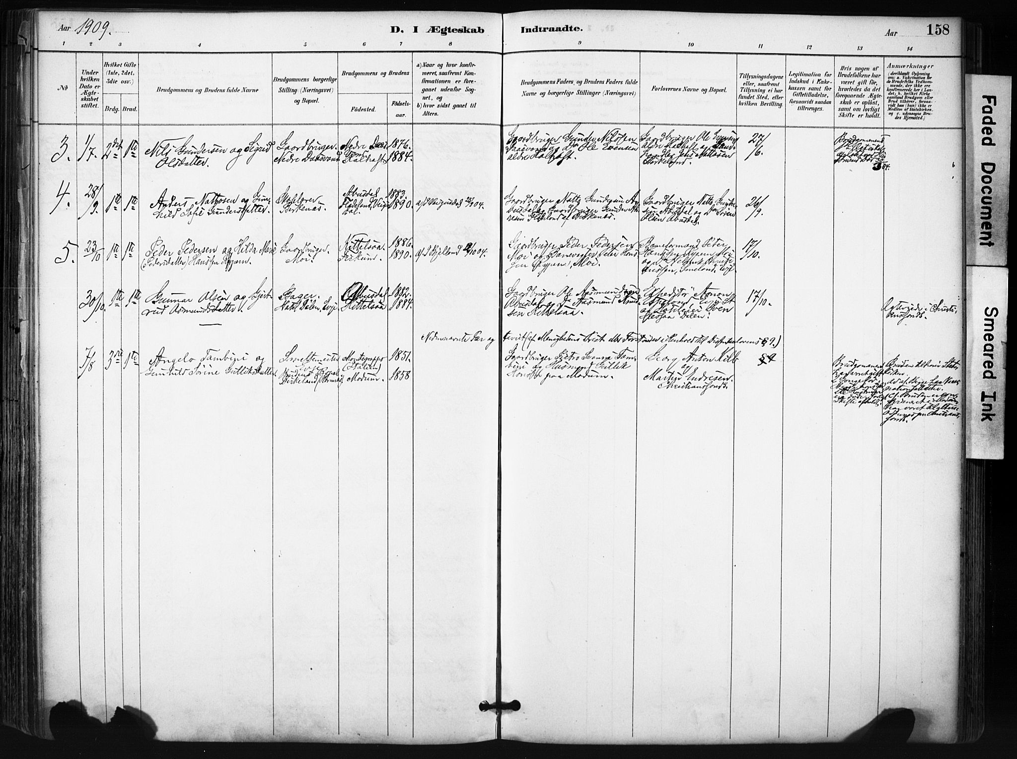 Evje sokneprestkontor, SAK/1111-0008/F/Fa/Fab/L0003: Parish register (official) no. A 3, 1884-1909, p. 158