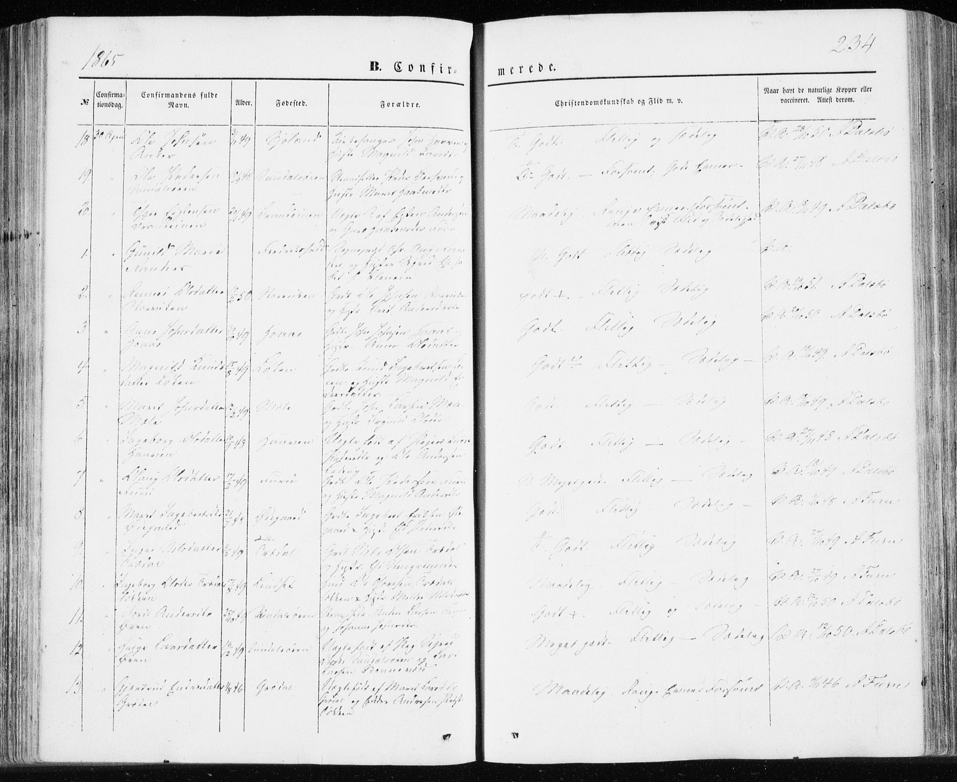 Ministerialprotokoller, klokkerbøker og fødselsregistre - Møre og Romsdal, AV/SAT-A-1454/590/L1013: Parish register (official) no. 590A05, 1847-1877, p. 234