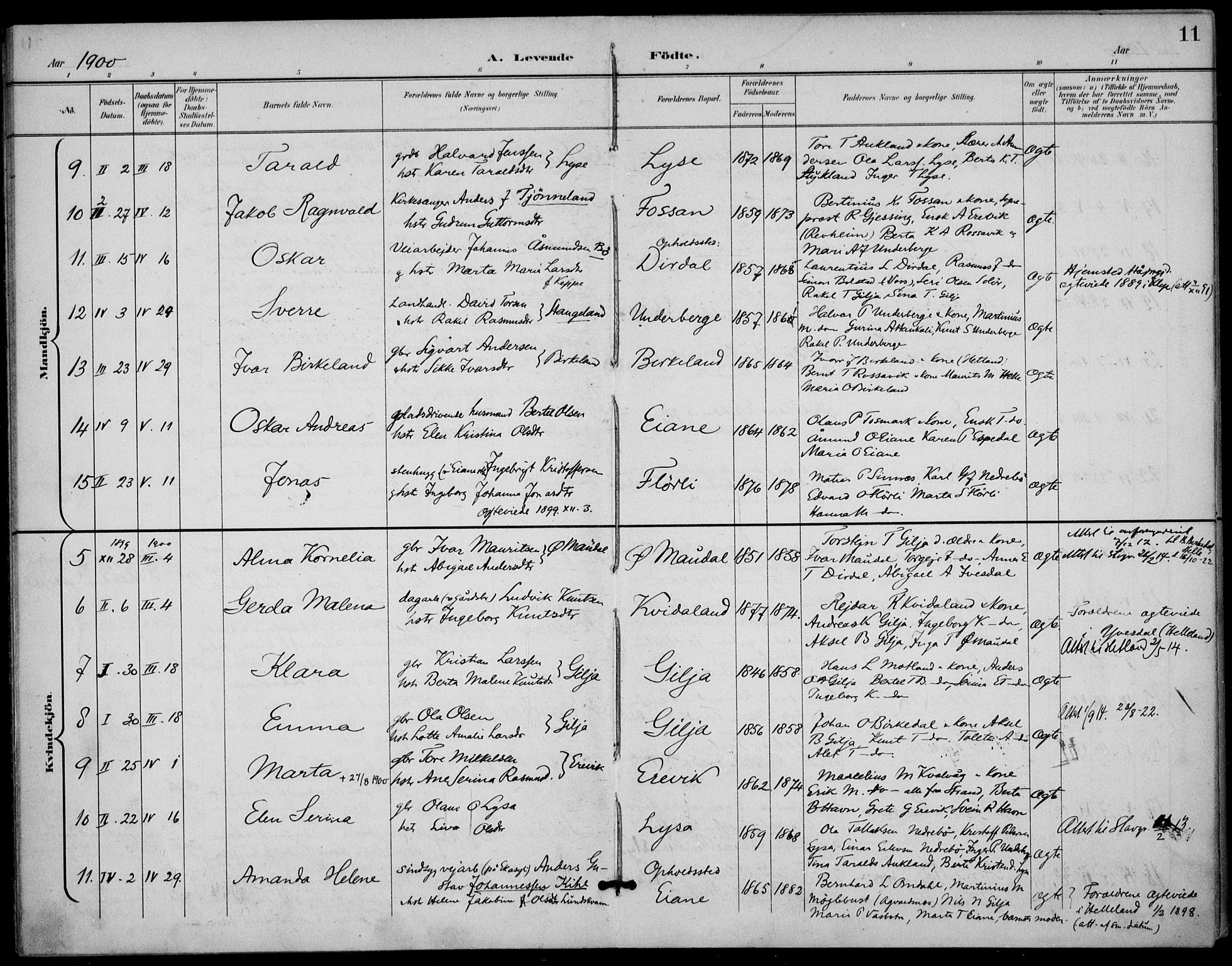 Høgsfjord sokneprestkontor, AV/SAST-A-101624/H/Ha/Haa/L0007: Parish register (official) no. A 7, 1898-1917, p. 11