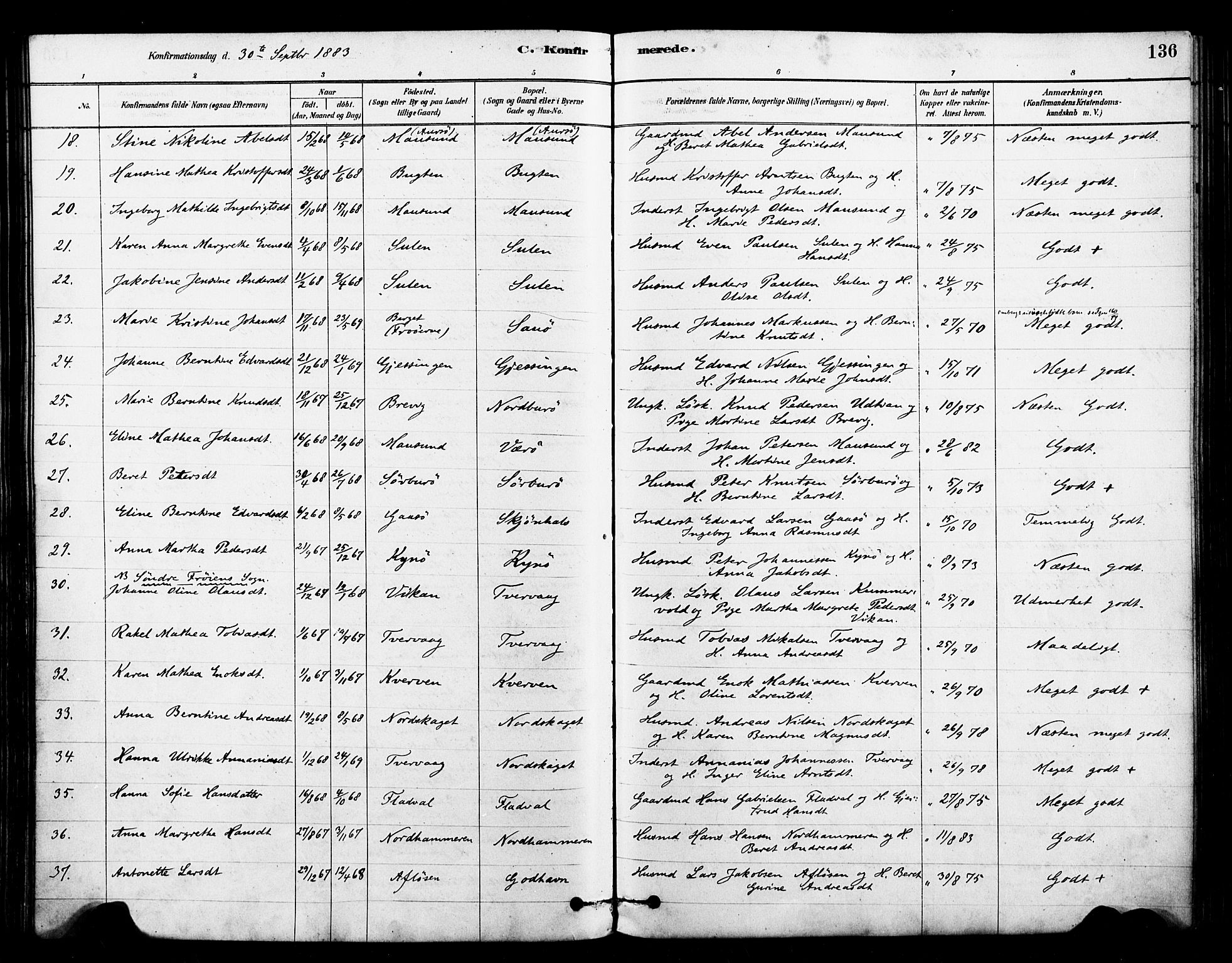 Ministerialprotokoller, klokkerbøker og fødselsregistre - Sør-Trøndelag, SAT/A-1456/640/L0578: Parish register (official) no. 640A03, 1879-1889, p. 136