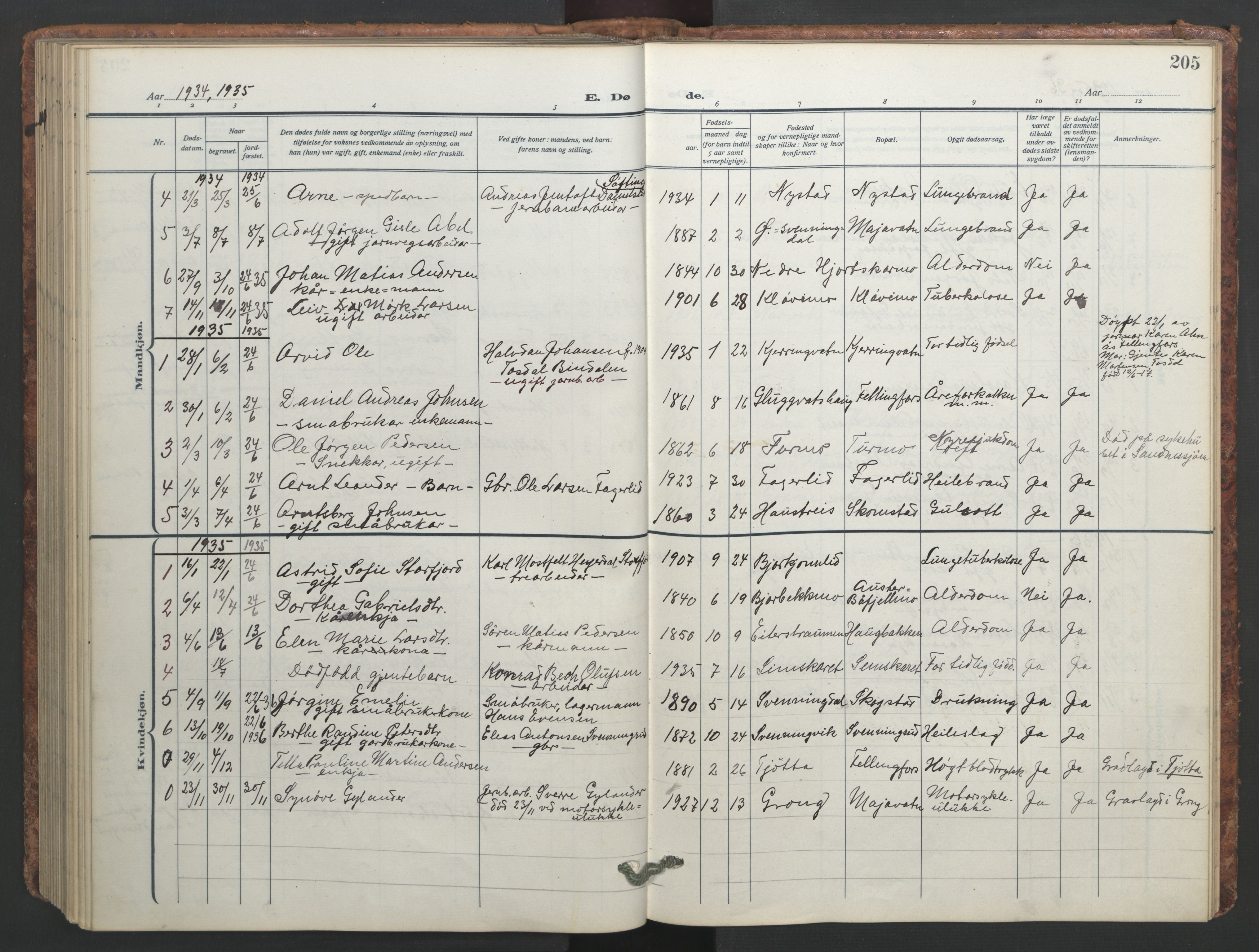 Ministerialprotokoller, klokkerbøker og fødselsregistre - Nordland, SAT/A-1459/824/L0341: Parish register (copy) no. 824C01, 1916-1957, p. 205