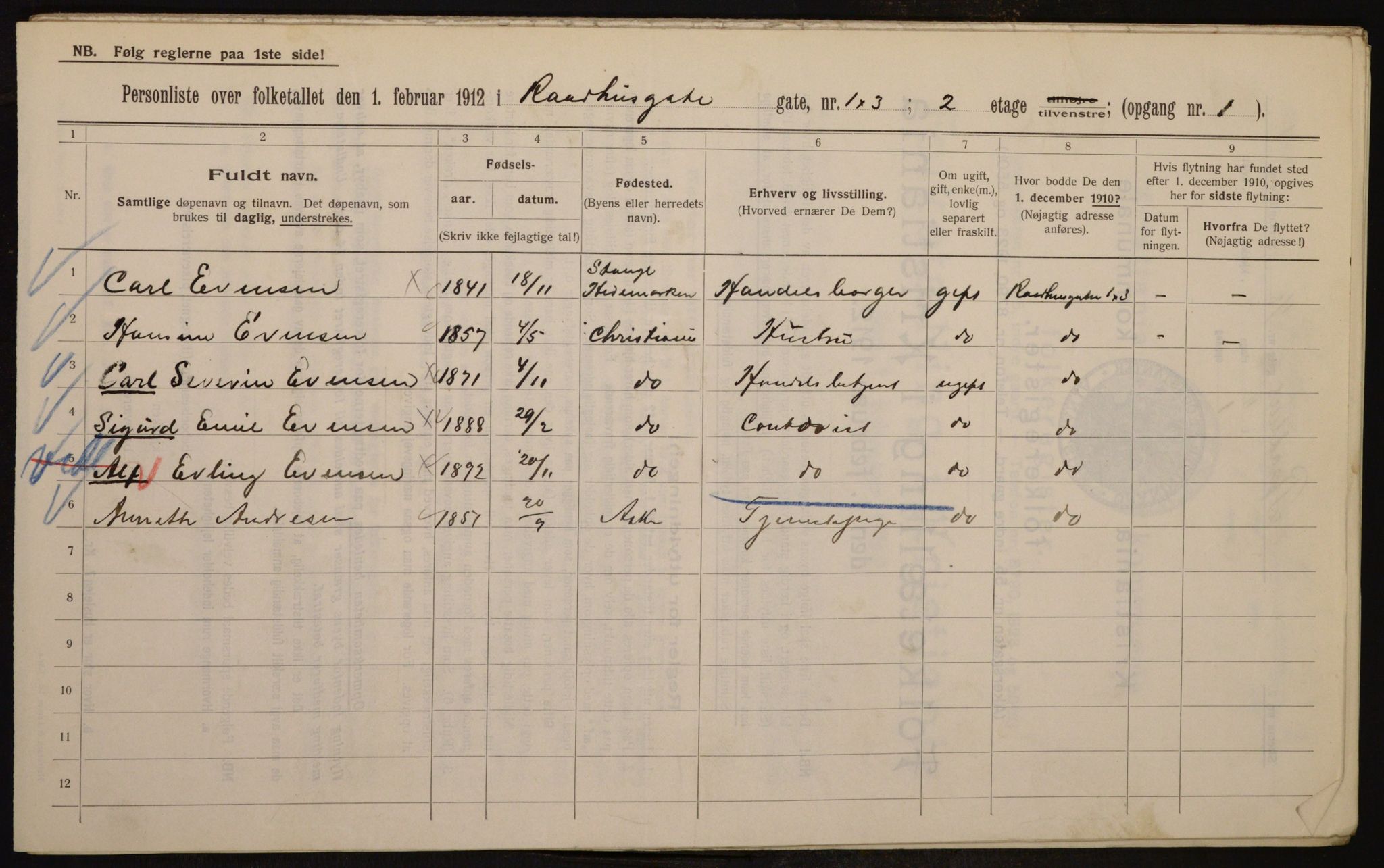 OBA, Municipal Census 1912 for Kristiania, 1912, p. 86330