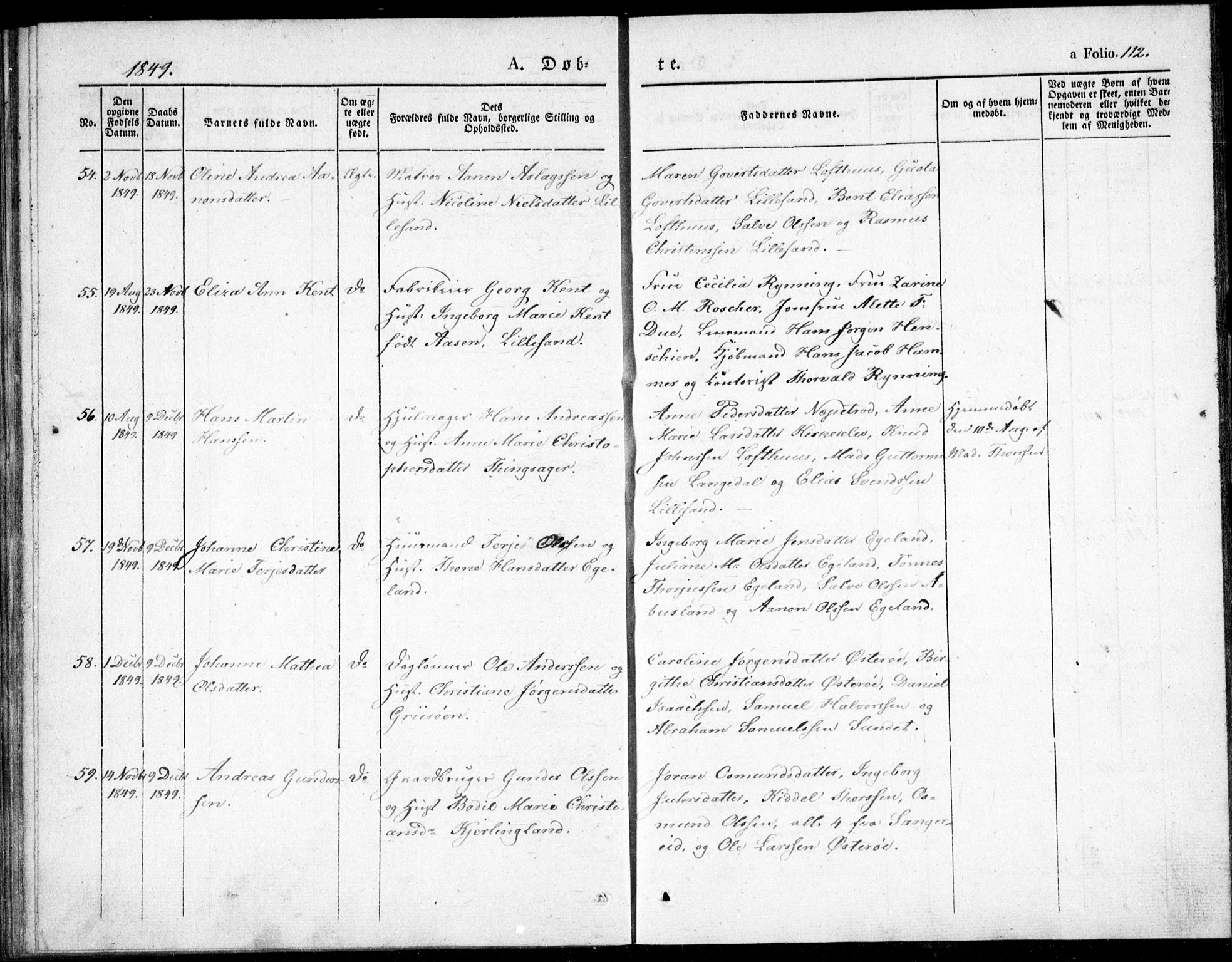 Vestre Moland sokneprestkontor, AV/SAK-1111-0046/F/Fb/Fbb/L0002: Parish register (copy) no. B 2, 1836-1851, p. 112