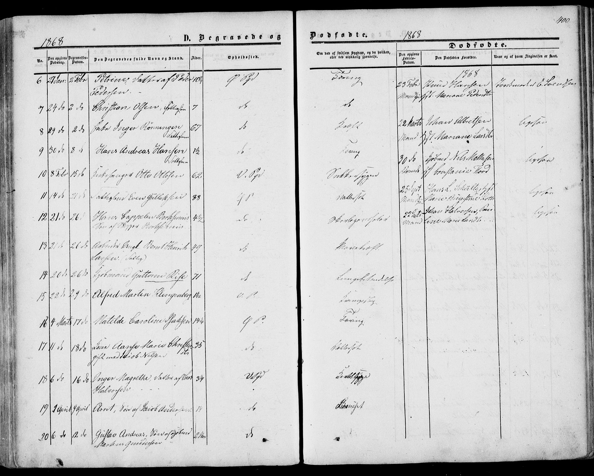Porsgrunn kirkebøker , SAKO/A-104/F/Fa/L0007: Parish register (official) no. 7, 1858-1877, p. 400