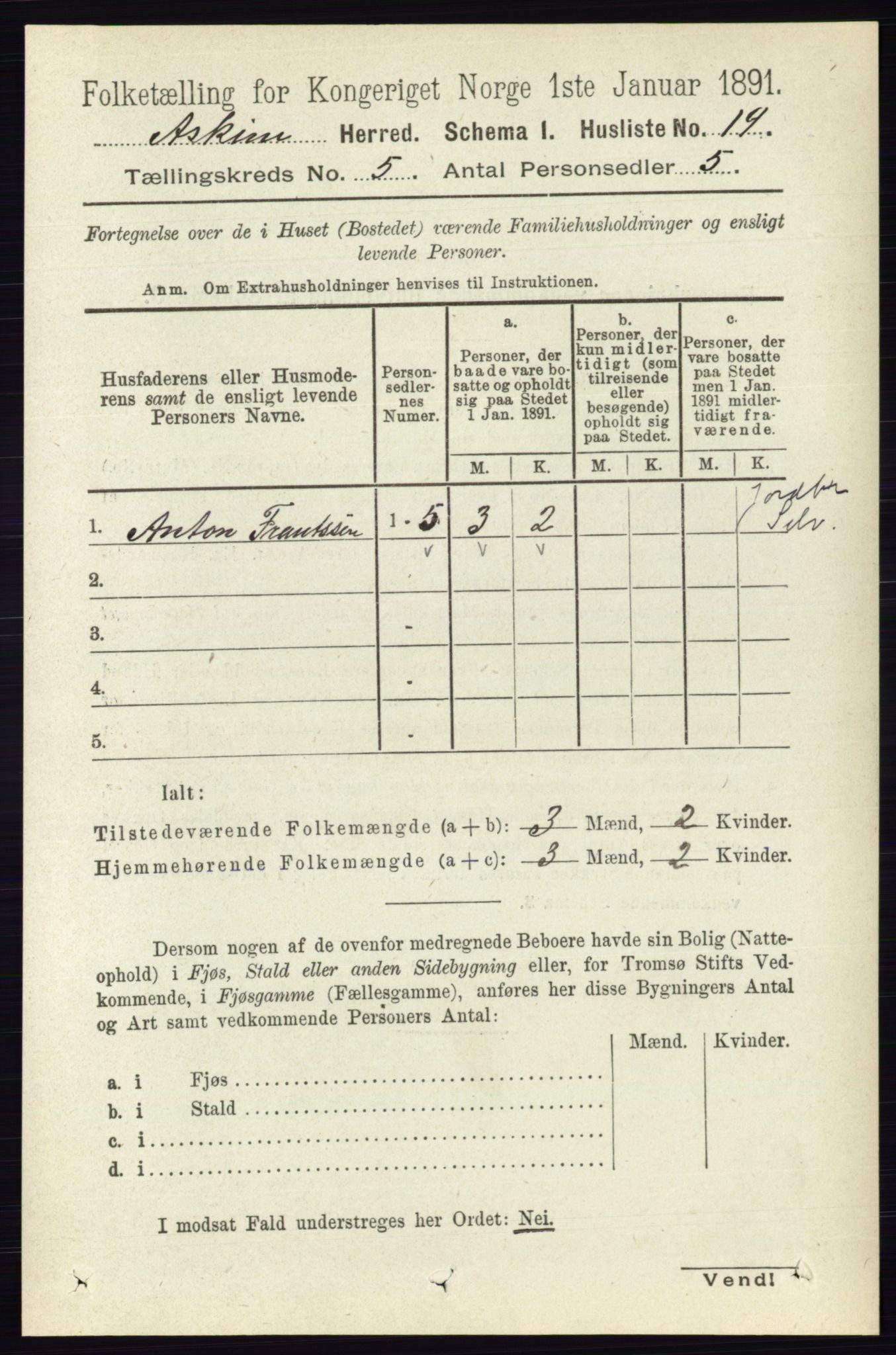 RA, 1891 census for 0124 Askim, 1891, p. 592