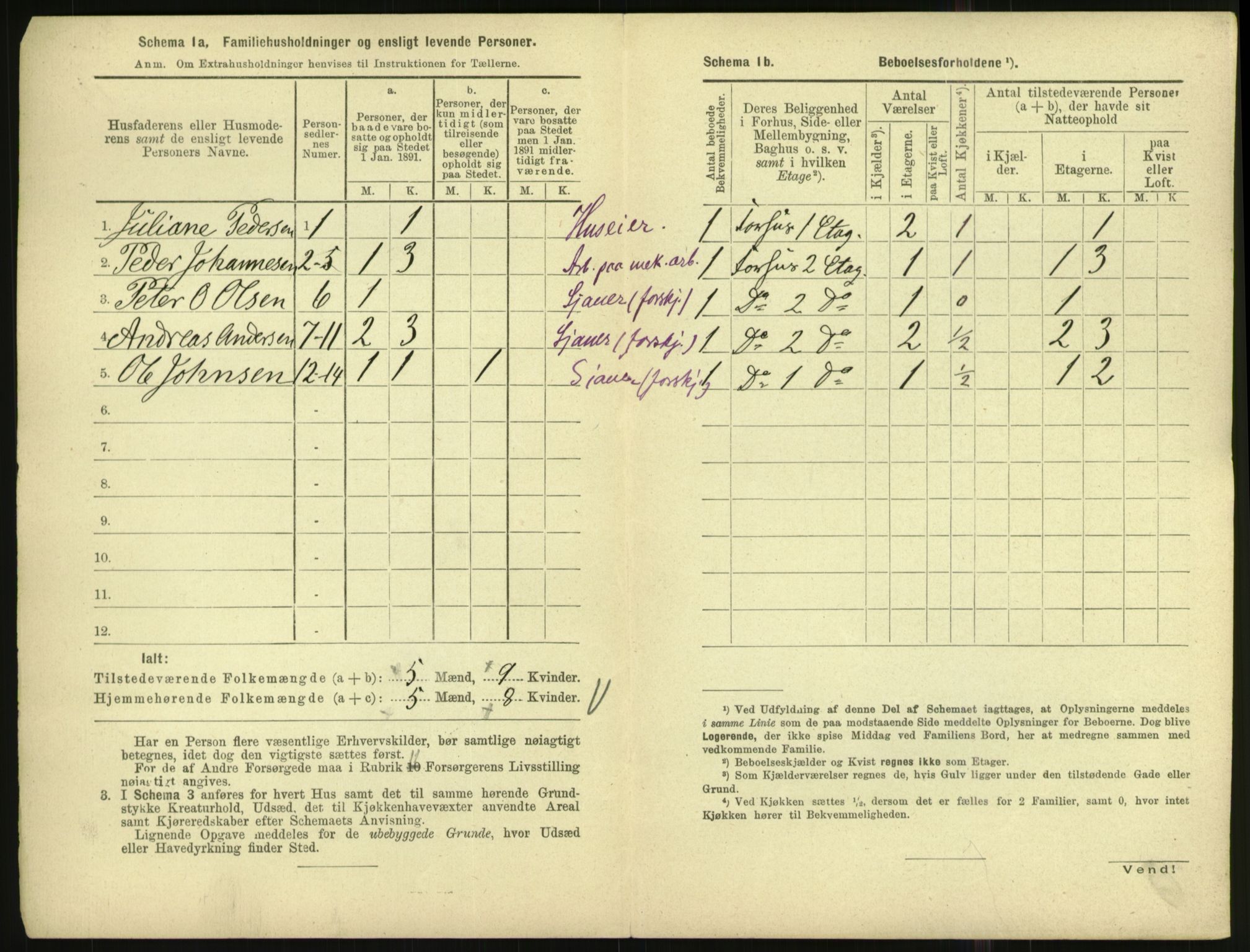 RA, 1891 census for 1001 Kristiansand, 1891, p. 1779