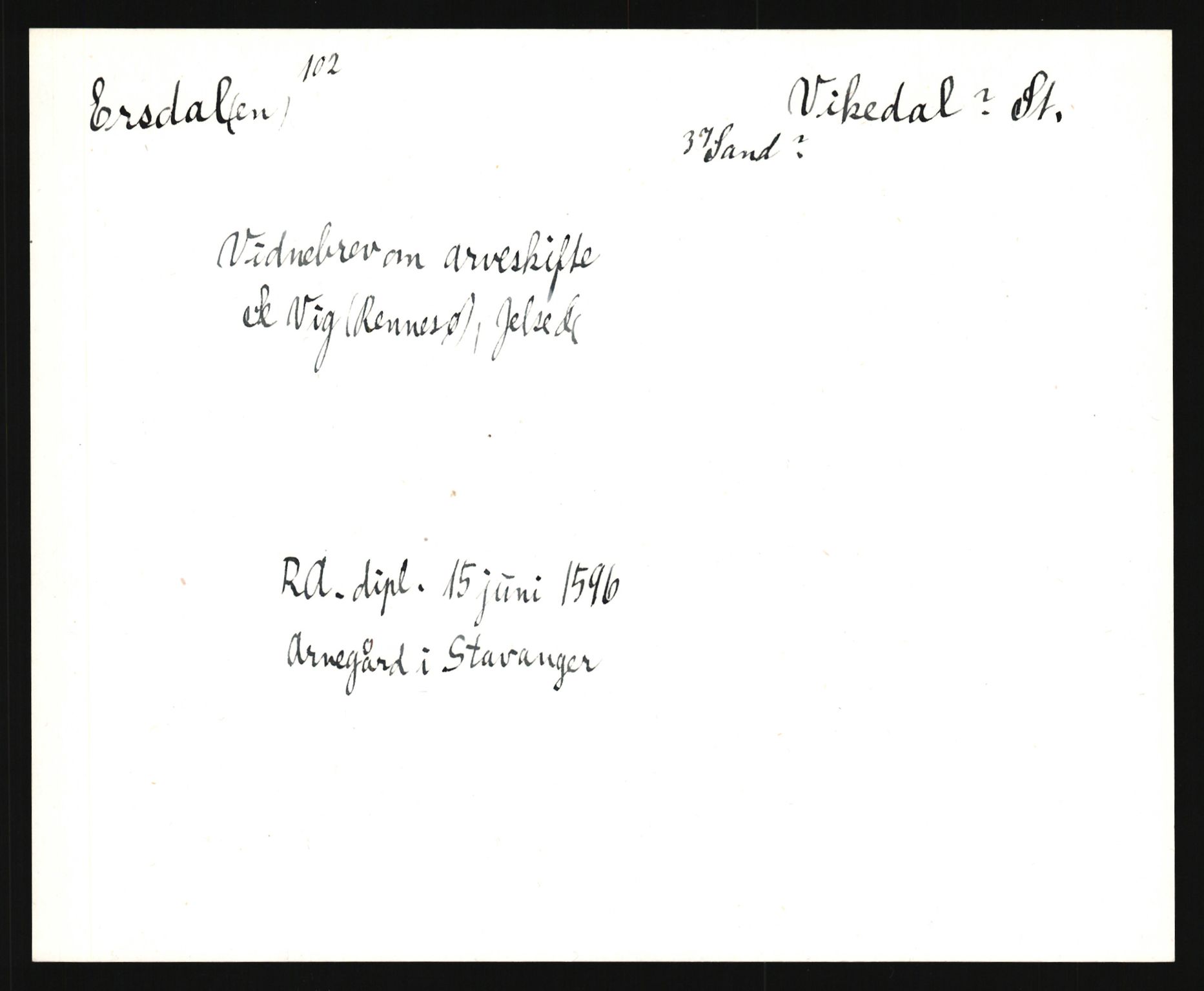 Riksarkivets diplomsamling, AV/RA-EA-5965/F35/F35e/L0027: Registreringssedler Rogaland, 1400-1700, p. 329