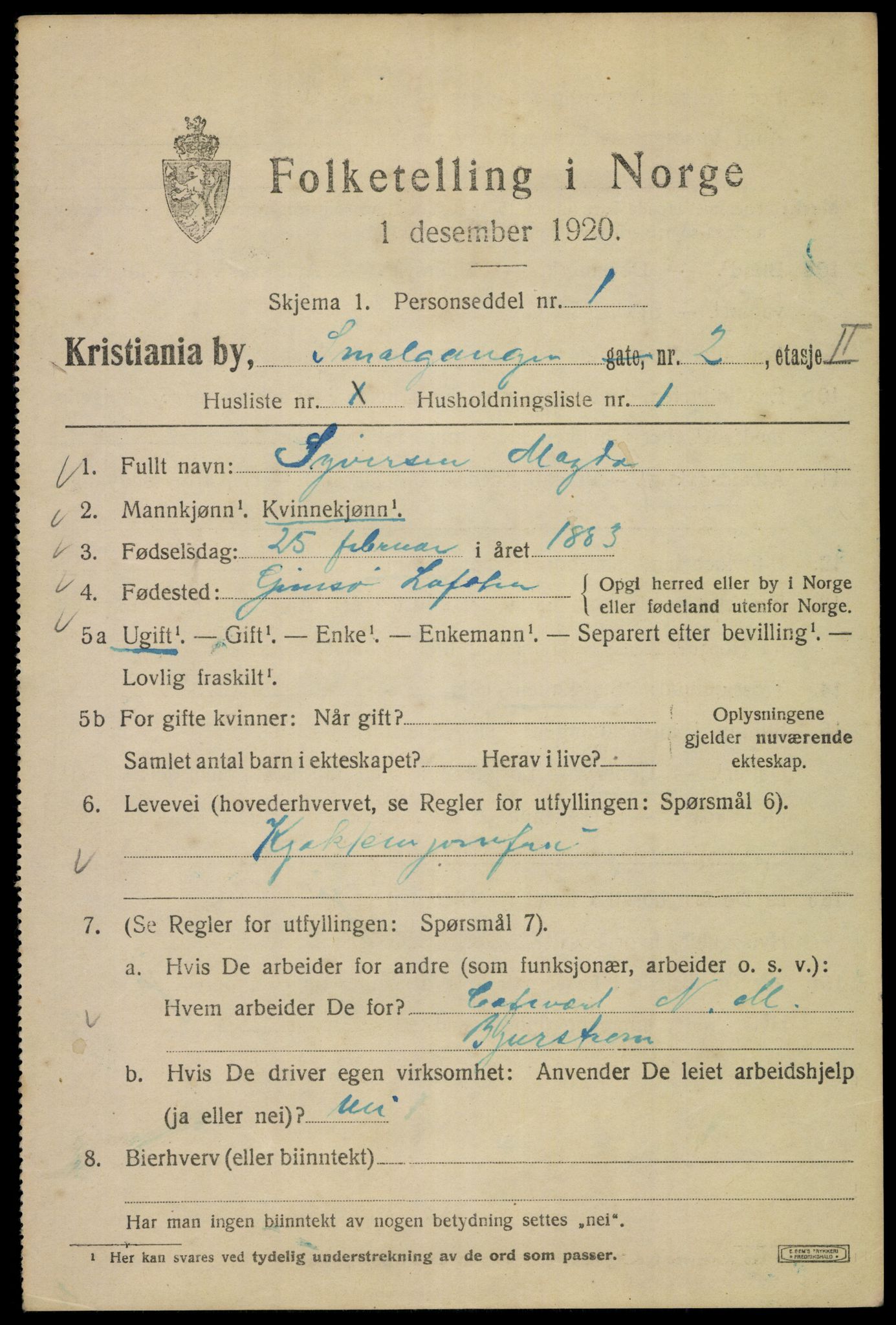 SAO, 1920 census for Kristiania, 1920, p. 518751