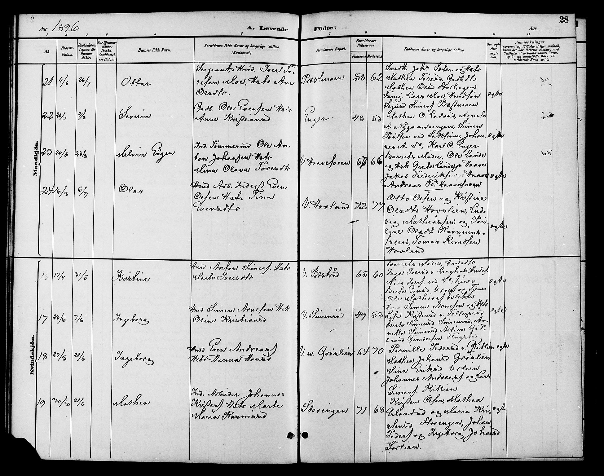 Fåberg prestekontor, AV/SAH-PREST-086/H/Ha/Hab/L0010: Parish register (copy) no. 10, 1892-1900, p. 28