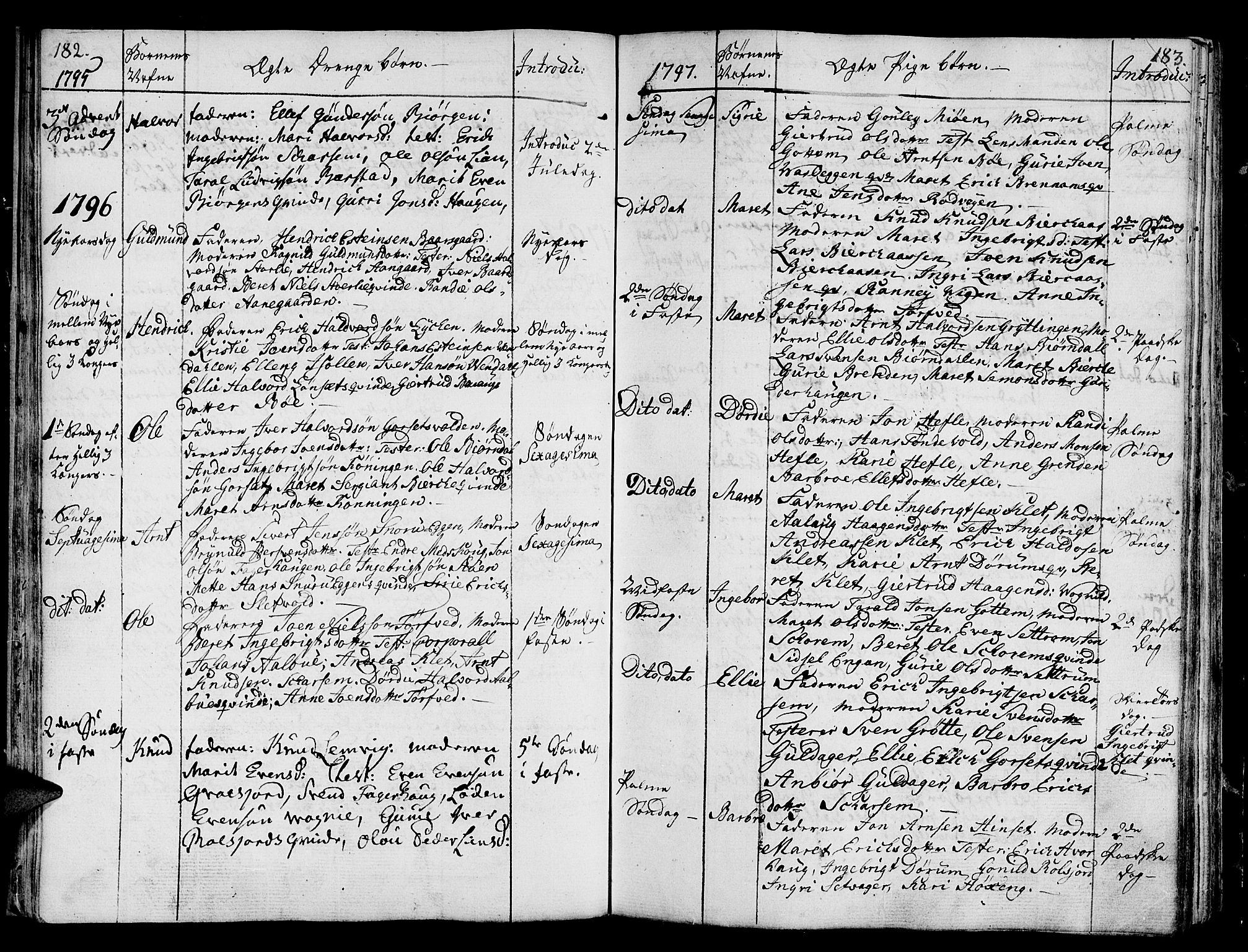 Ministerialprotokoller, klokkerbøker og fødselsregistre - Sør-Trøndelag, SAT/A-1456/678/L0893: Parish register (official) no. 678A03, 1792-1805, p. 182-183