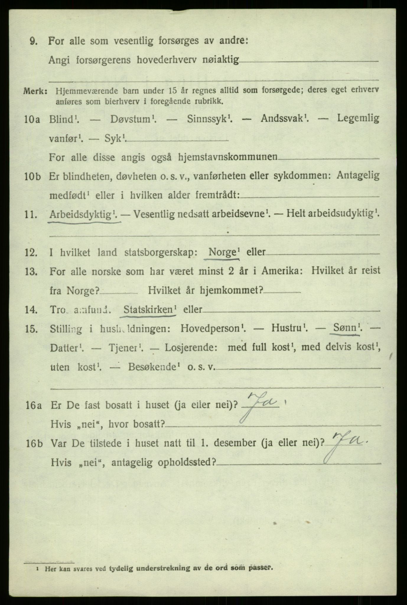 SAB, 1920 census for Haus, 1920, p. 7440