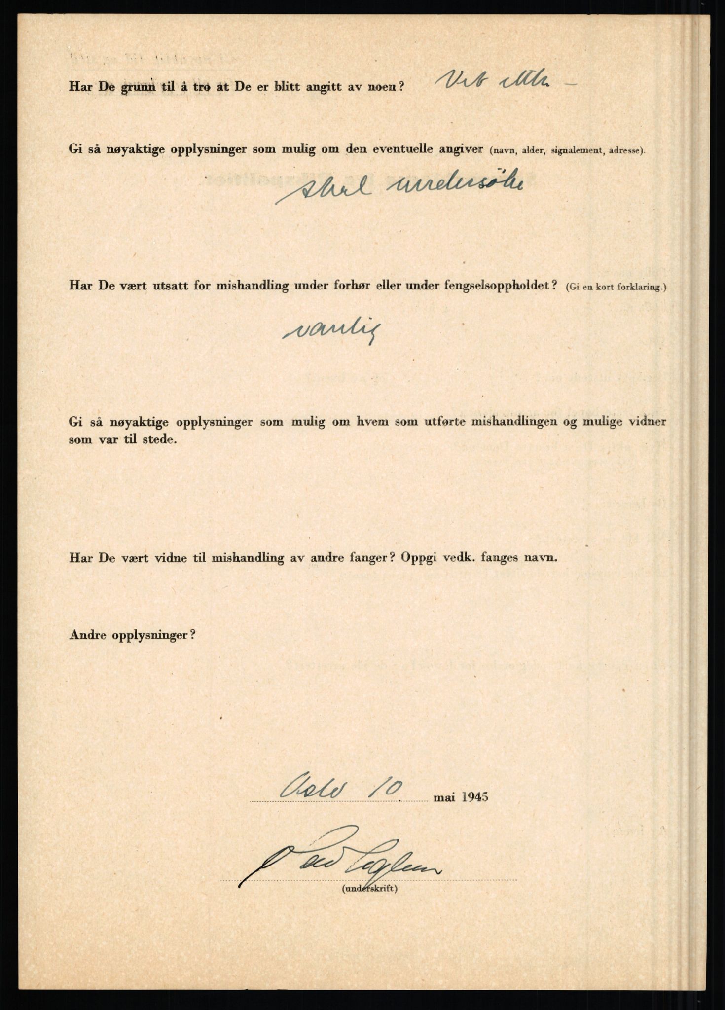 Rikspolitisjefen, AV/RA-S-1560/L/L0017: Tidemann, Hermann G. - Veum, Tjostolv, 1940-1945, p. 701