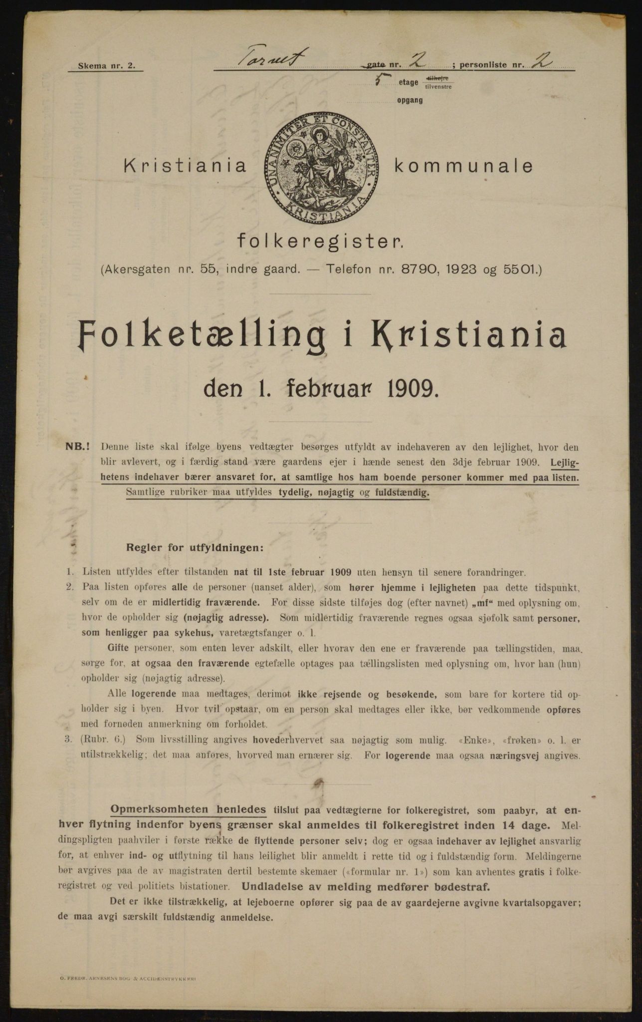 OBA, Municipal Census 1909 for Kristiania, 1909, p. 93686