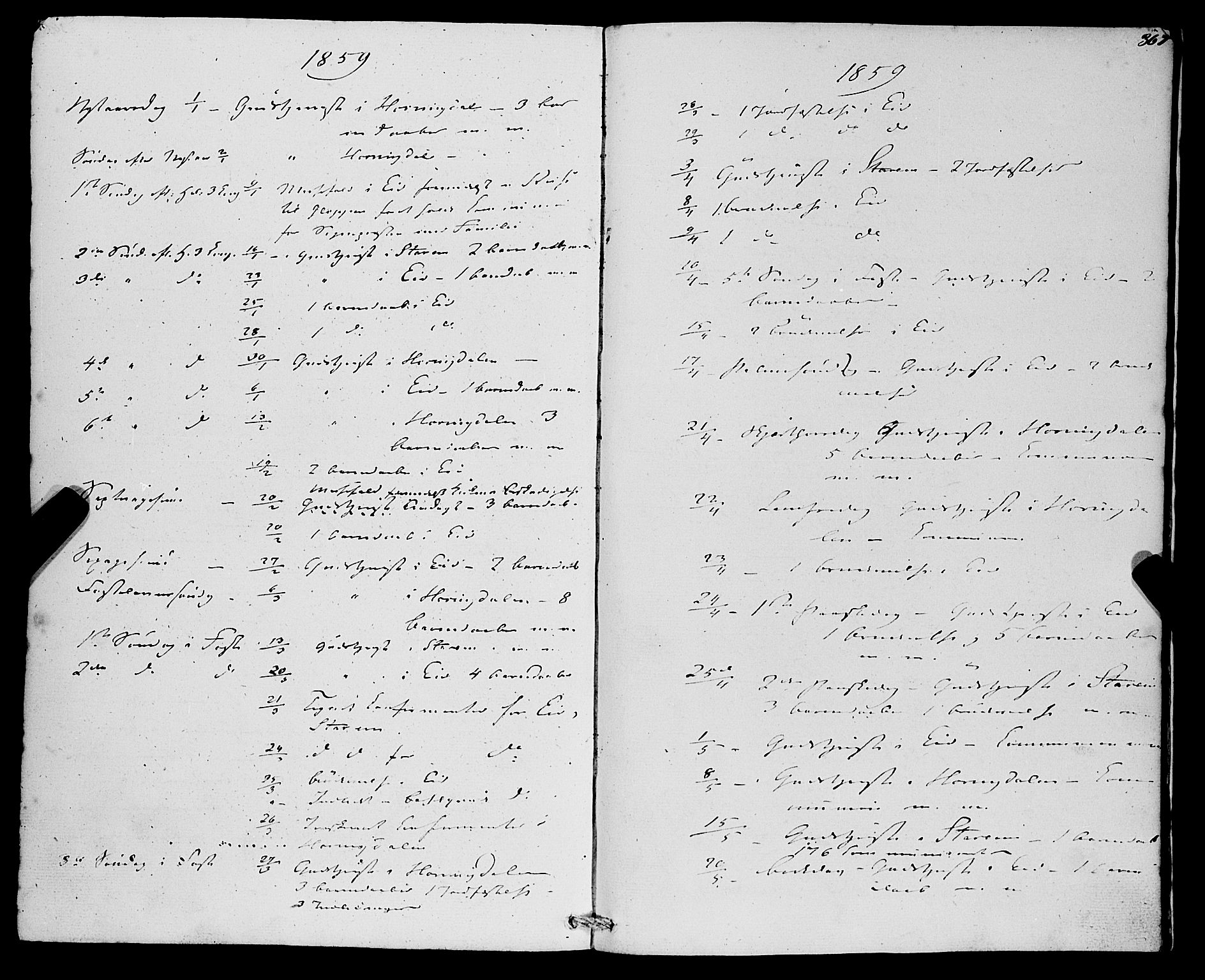 Eid sokneprestembete, SAB/A-82301/H/Haa/Haaa/L0008: Parish register (official) no. A 8, 1858-1860, p. 367