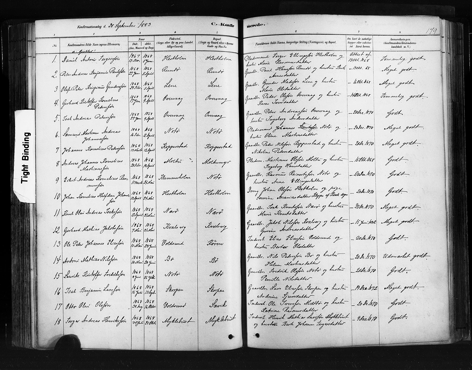 Ministerialprotokoller, klokkerbøker og fødselsregistre - Møre og Romsdal, SAT/A-1454/507/L0073: Parish register (official) no. 507A08, 1878-1904, p. 179