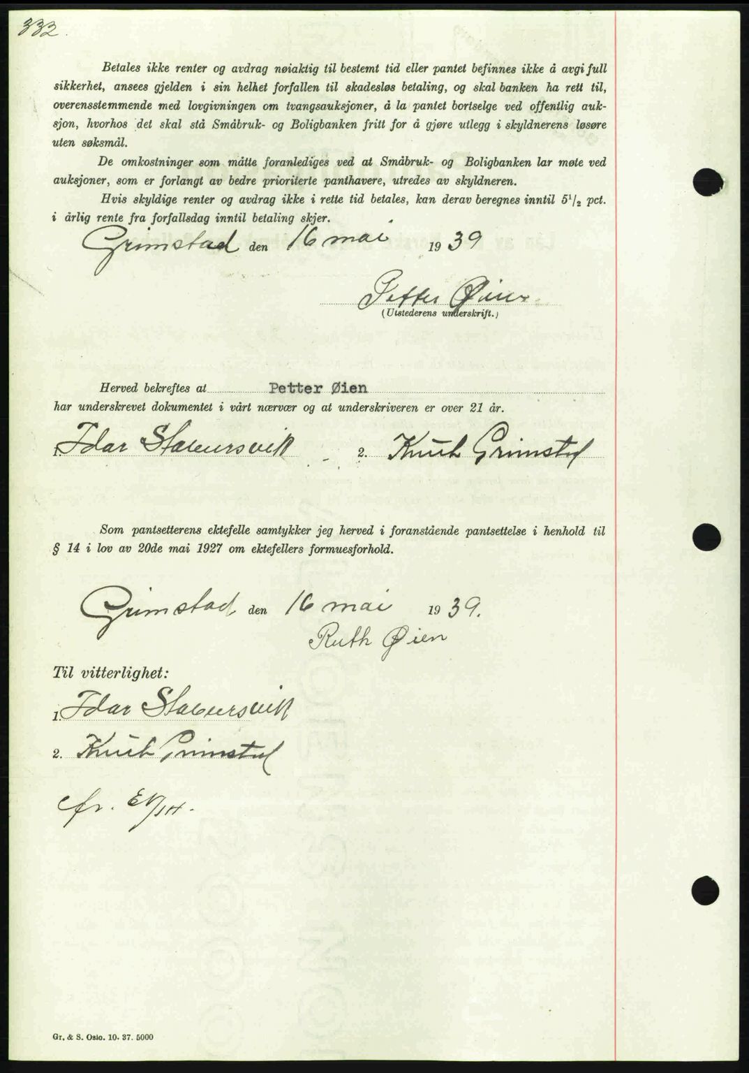 Nordmøre sorenskriveri, AV/SAT-A-4132/1/2/2Ca: Mortgage book no. B85, 1939-1939, Diary no: : 1277/1939
