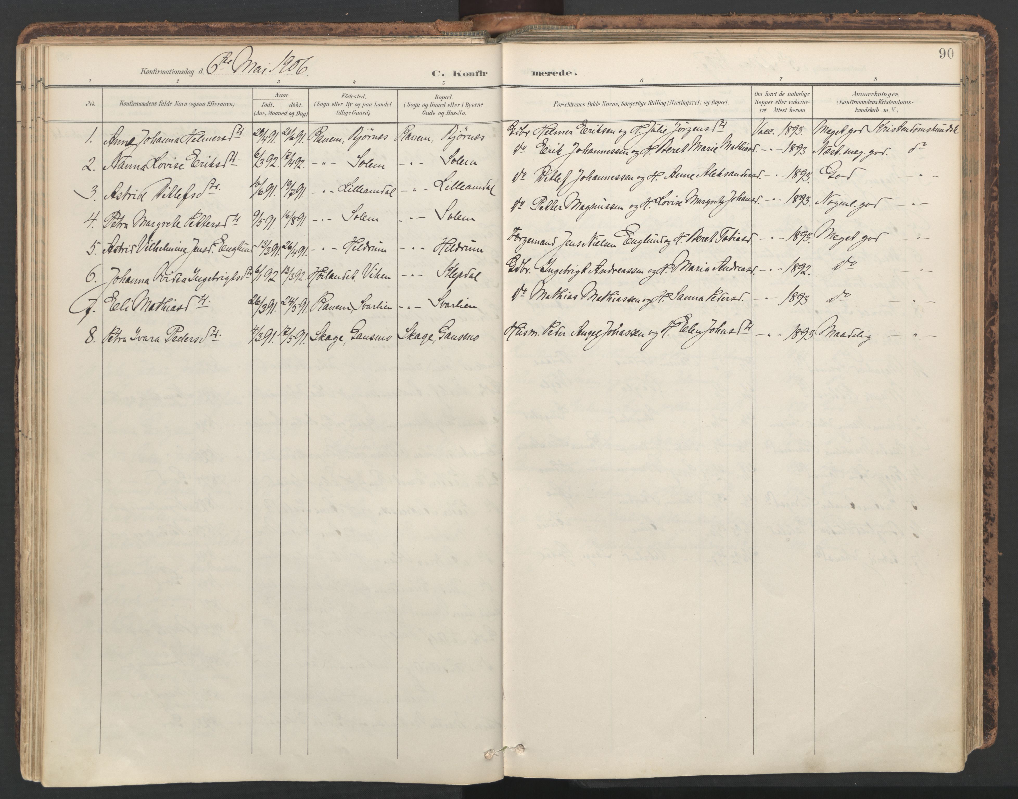 Ministerialprotokoller, klokkerbøker og fødselsregistre - Nord-Trøndelag, AV/SAT-A-1458/764/L0556: Parish register (official) no. 764A11, 1897-1924, p. 90