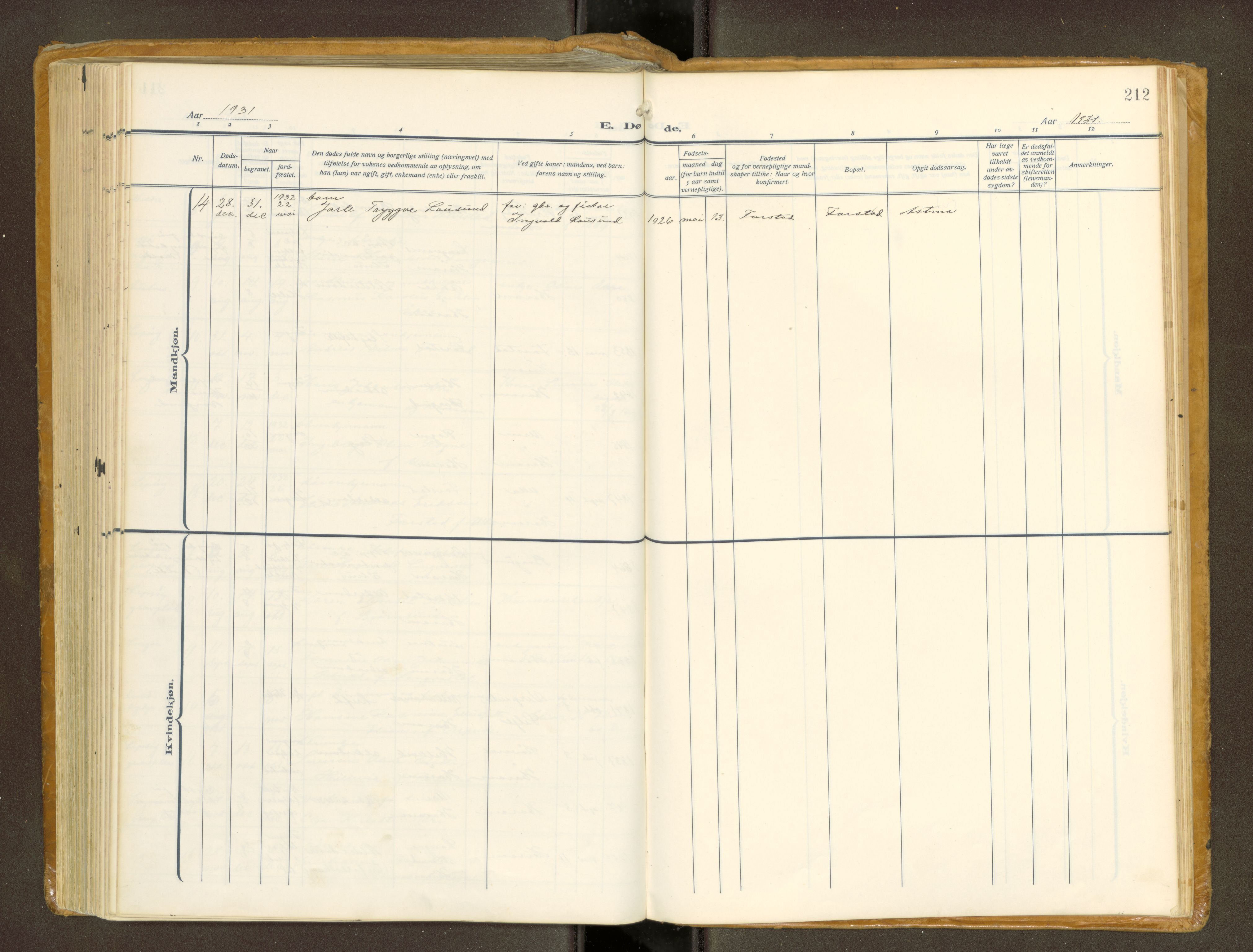 Ministerialprotokoller, klokkerbøker og fødselsregistre - Møre og Romsdal, AV/SAT-A-1454/536/L0518: Parish register (official) no. 536A--, 1914-1931, p. 212