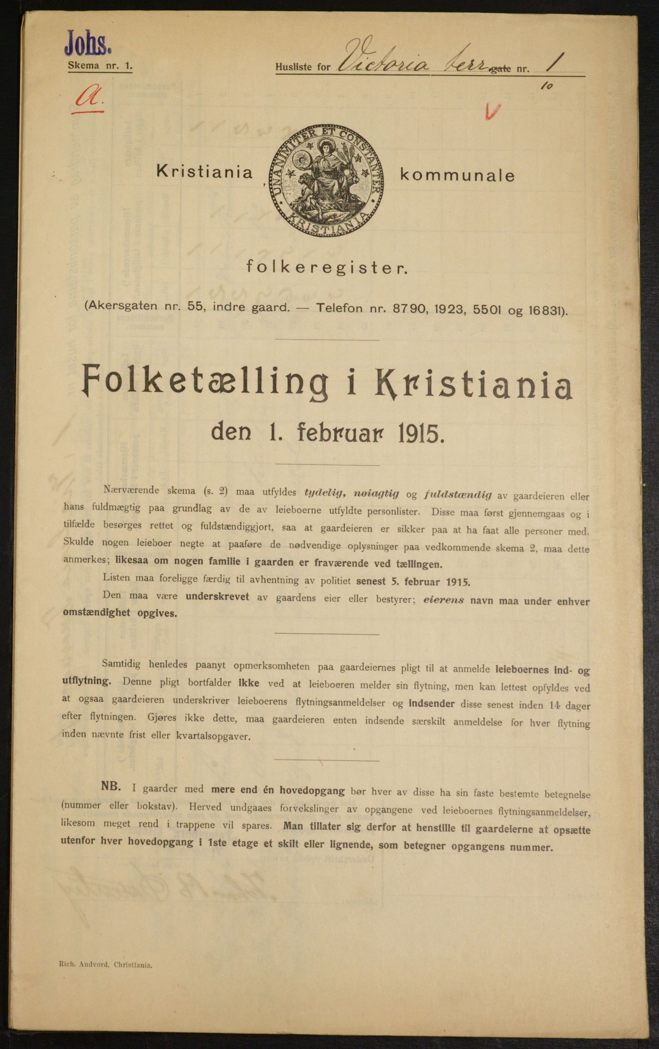 OBA, Municipal Census 1915 for Kristiania, 1915, p. 124068