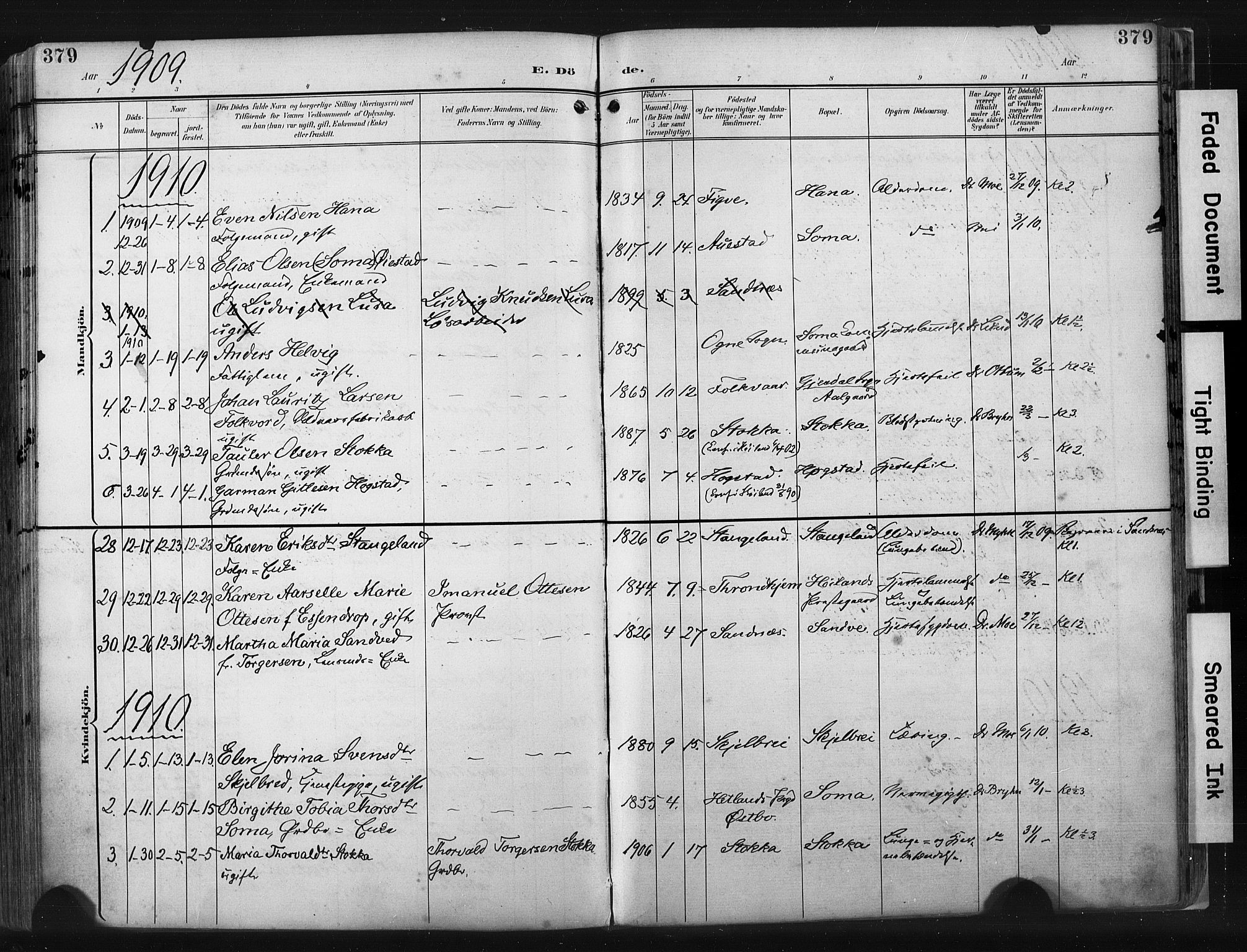 Høyland sokneprestkontor, AV/SAST-A-101799/001/30BA/L0015: Parish register (official) no. A 14, 1899-1911, p. 379