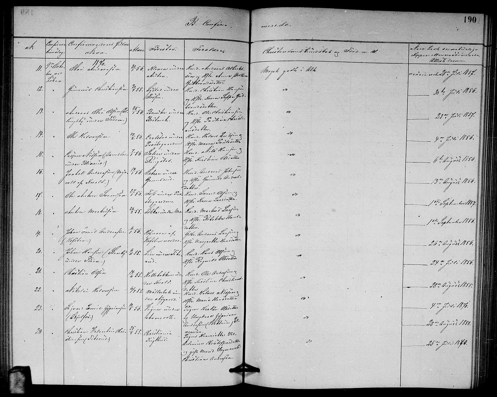 Høland prestekontor Kirkebøker, AV/SAO-A-10346a/G/Ga/L0006: Parish register (copy) no. I 6, 1869-1879, p. 190