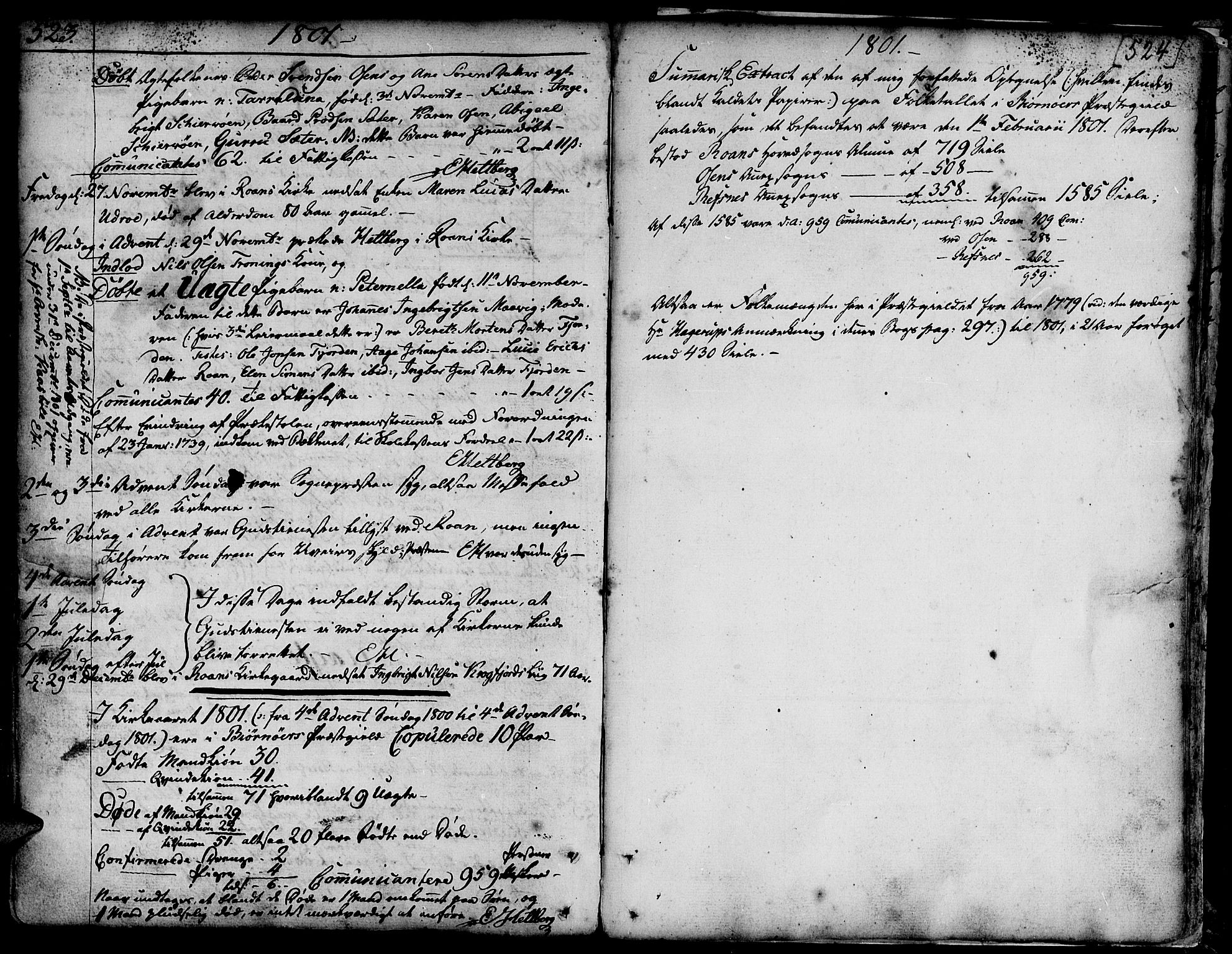 Ministerialprotokoller, klokkerbøker og fødselsregistre - Sør-Trøndelag, SAT/A-1456/657/L0700: Parish register (official) no. 657A01, 1732-1801, p. 523-524