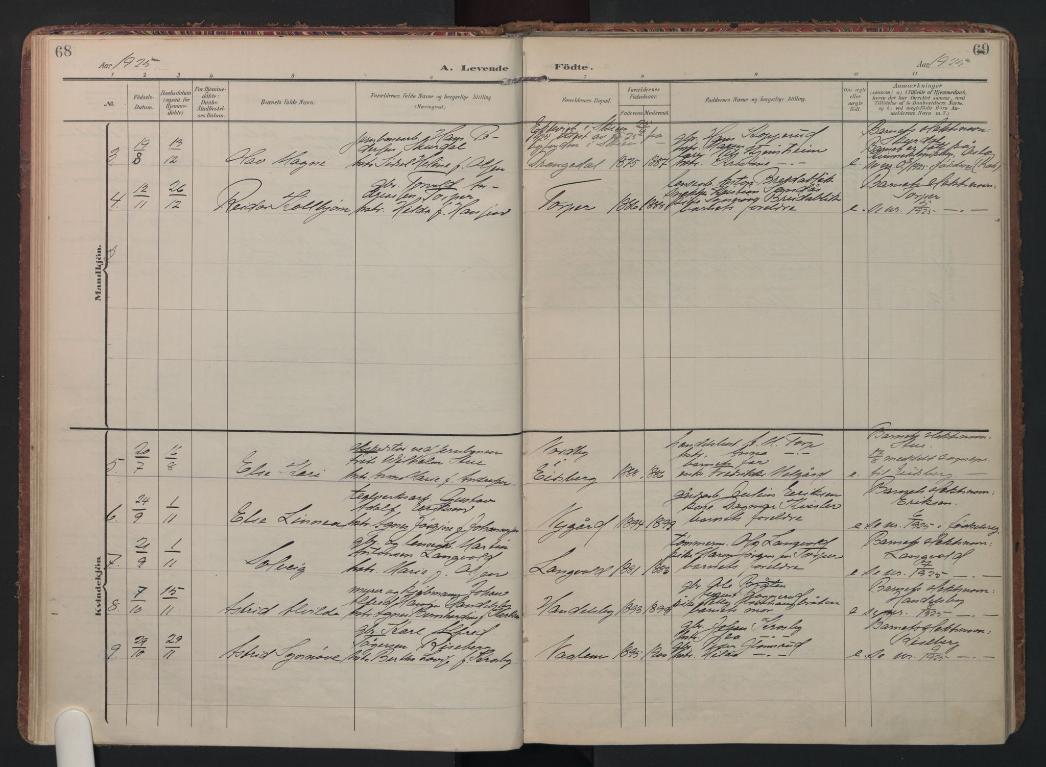 Rakkestad prestekontor Kirkebøker, SAO/A-2008/F/Fc/L0002: Parish register (official) no. III 2, 1906-1928, p. 68-69