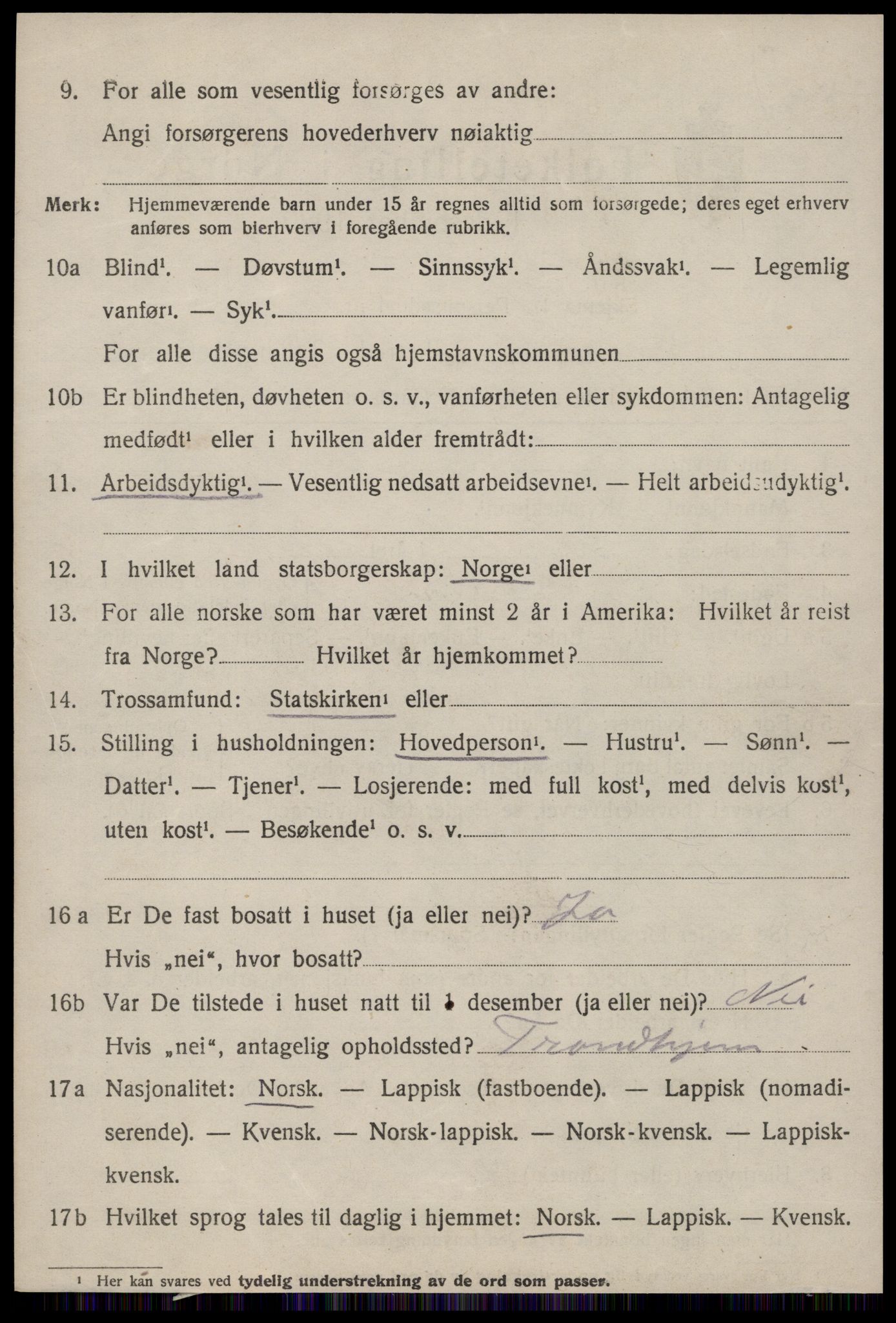 SAT, 1920 census for Malvik, 1920, p. 5325