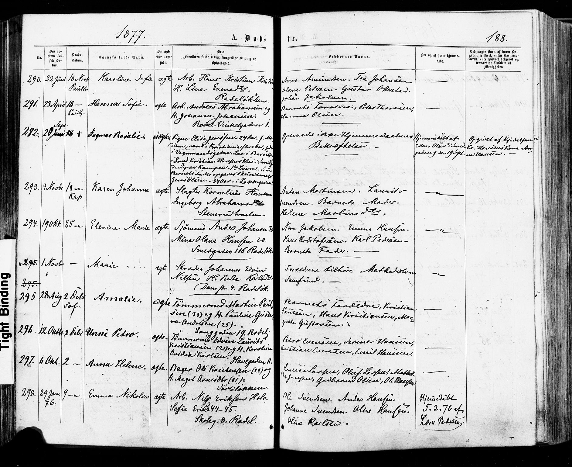 Østre Aker prestekontor Kirkebøker, SAO/A-10840/F/Fa/L0004: Parish register (official) no. I 4, 1876-1889, p. 188