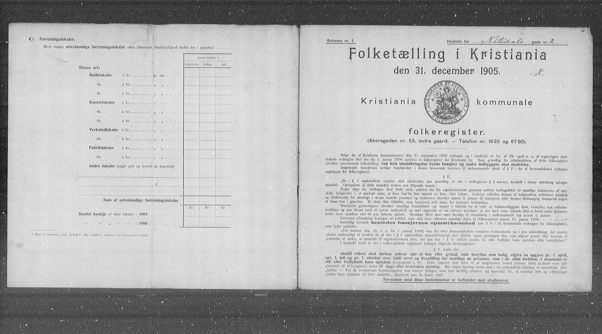 OBA, Municipal Census 1905 for Kristiania, 1905, p. 37448