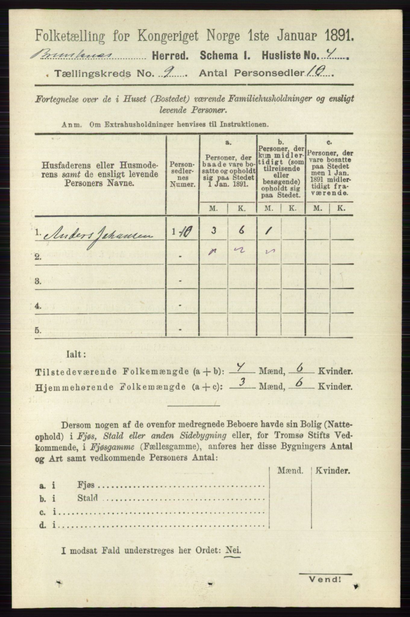 RA, 1891 census for 0726 Brunlanes, 1891, p. 4023