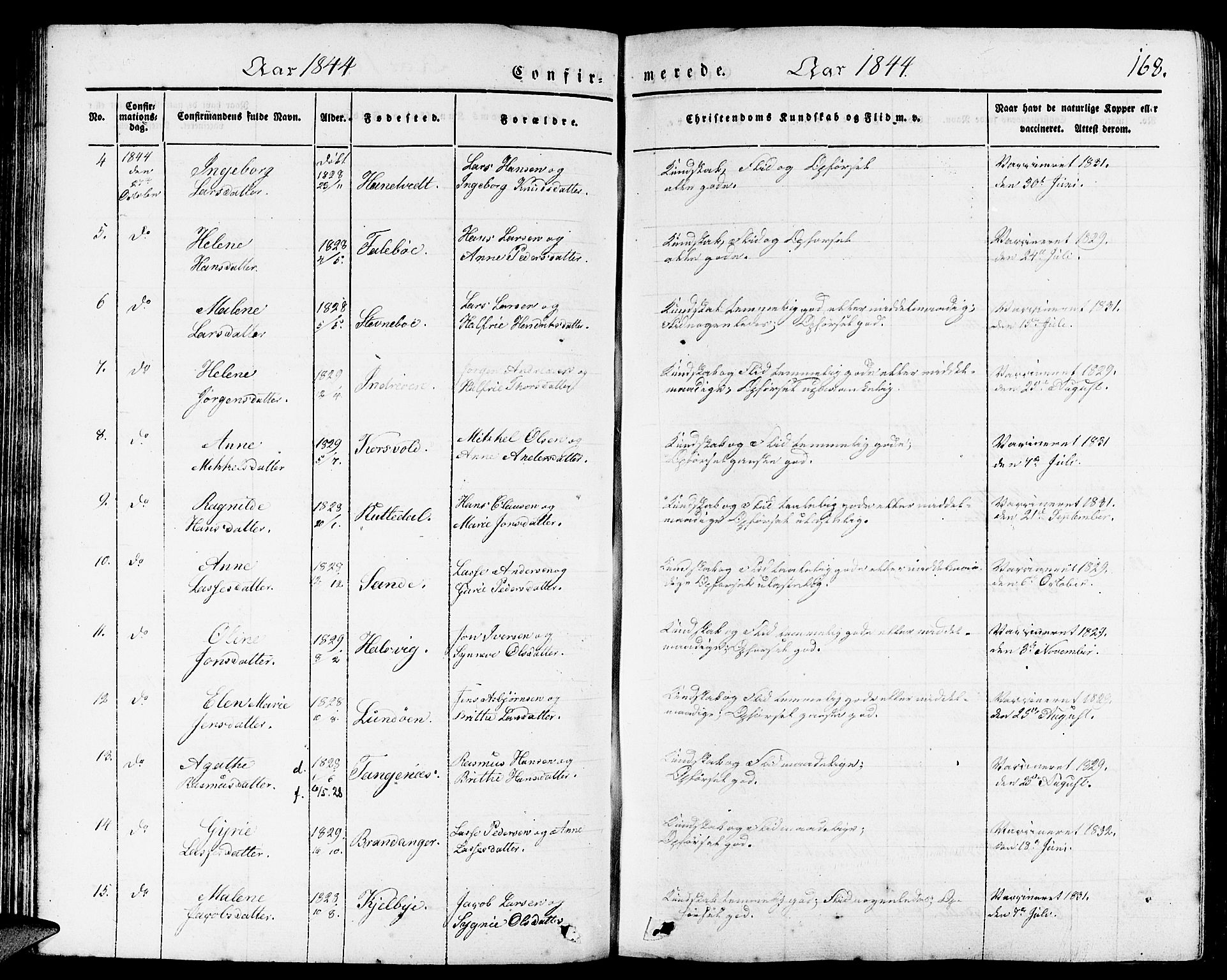 Gulen sokneprestembete, AV/SAB-A-80201/H/Haa/Haaa/L0020: Parish register (official) no. A 20, 1837-1847, p. 168