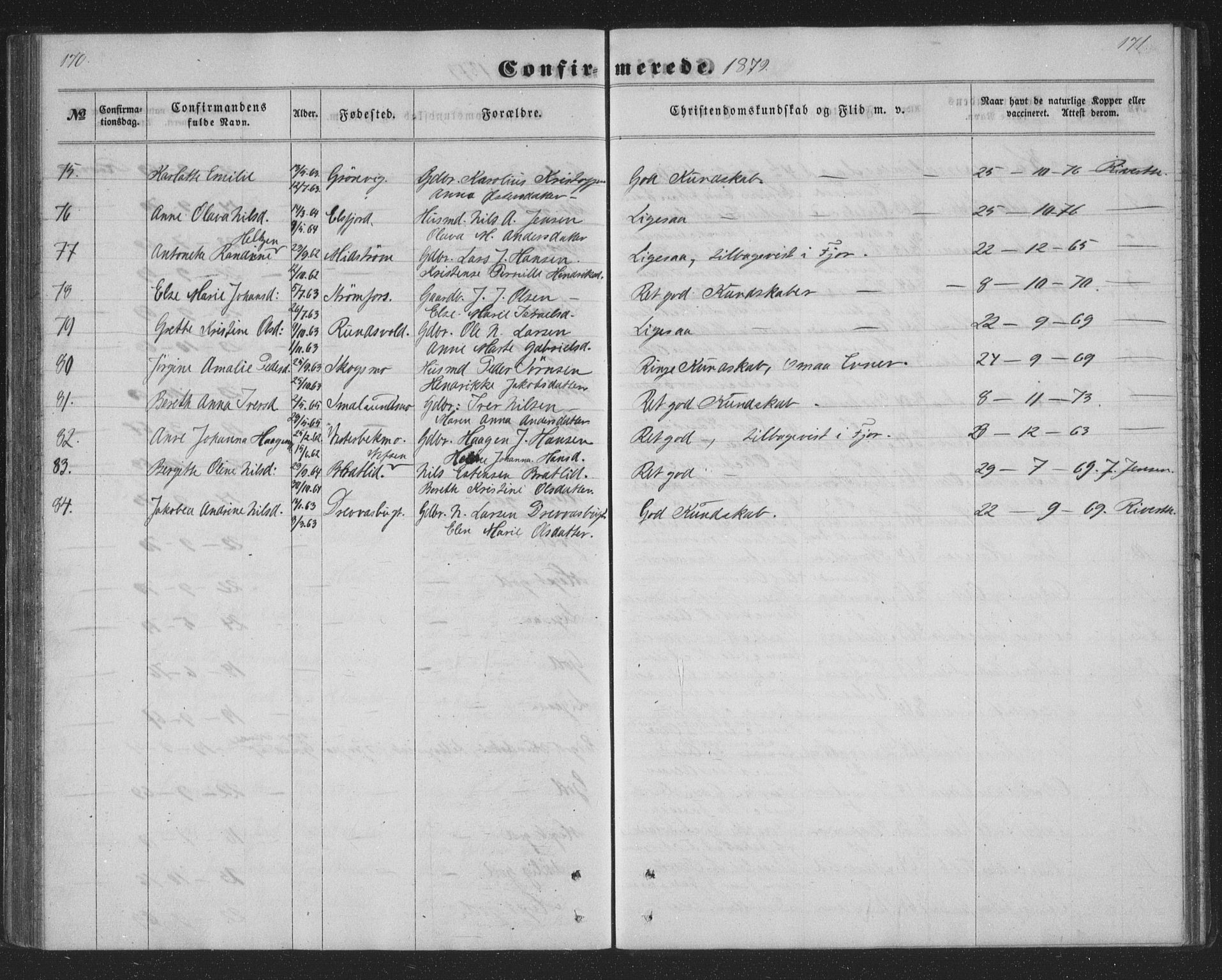 Ministerialprotokoller, klokkerbøker og fødselsregistre - Nordland, AV/SAT-A-1459/825/L0366: Parish register (copy) no. 825C03, 1858-1884, p. 170-171