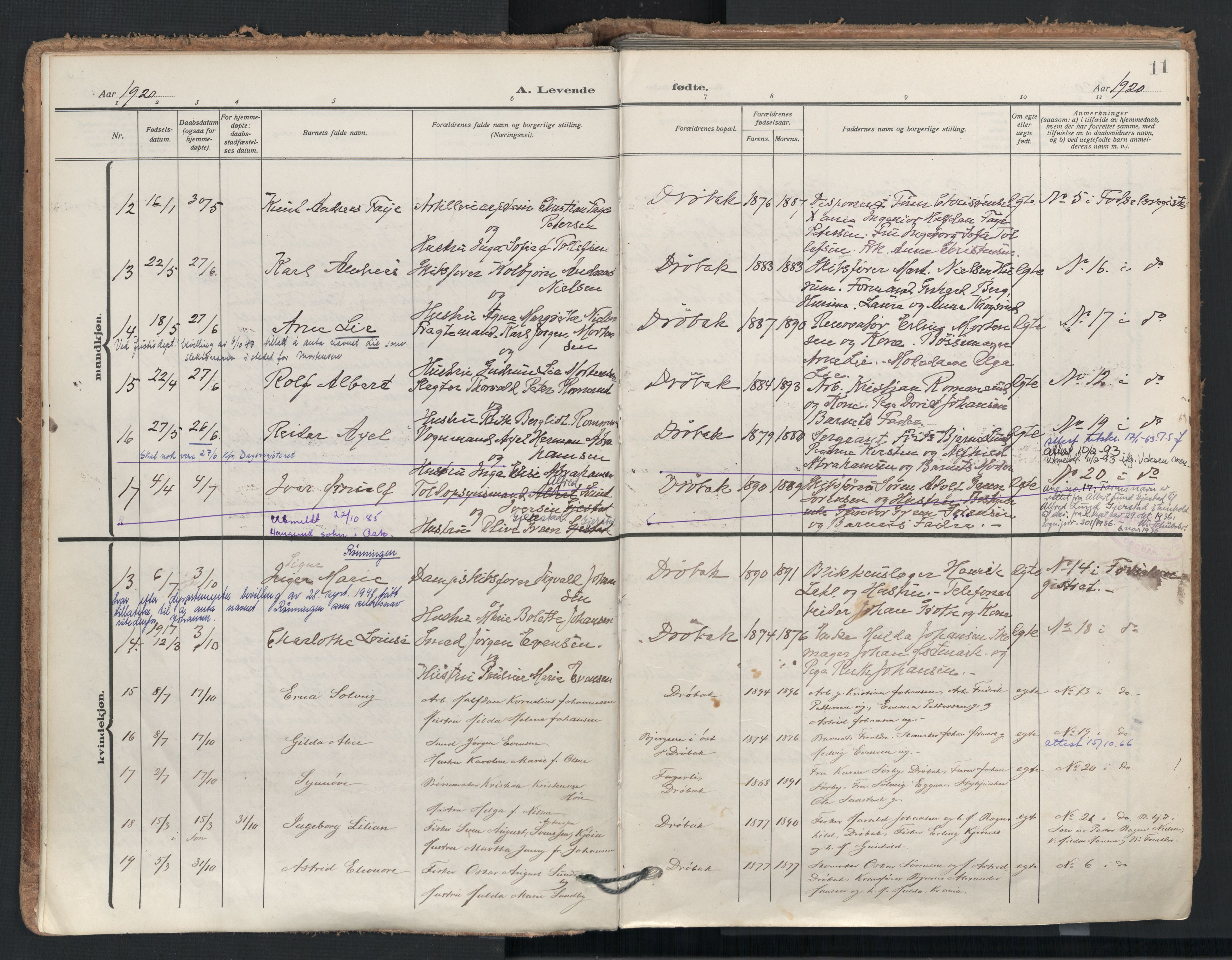 Drøbak prestekontor Kirkebøker, AV/SAO-A-10142a/F/Fb/L0004: Parish register (official) no. II 4, 1918-1933, p. 11