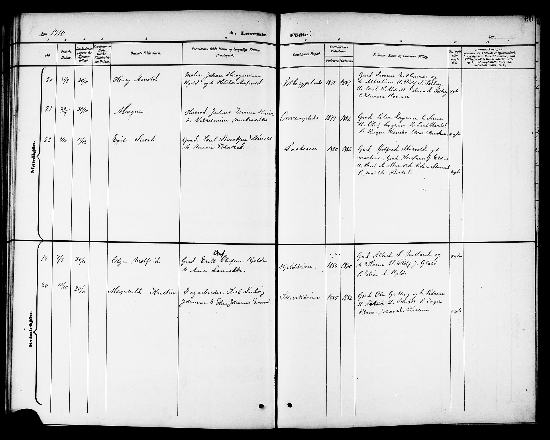 Ministerialprotokoller, klokkerbøker og fødselsregistre - Nord-Trøndelag, AV/SAT-A-1458/741/L0401: Parish register (copy) no. 741C02, 1899-1911, p. 60