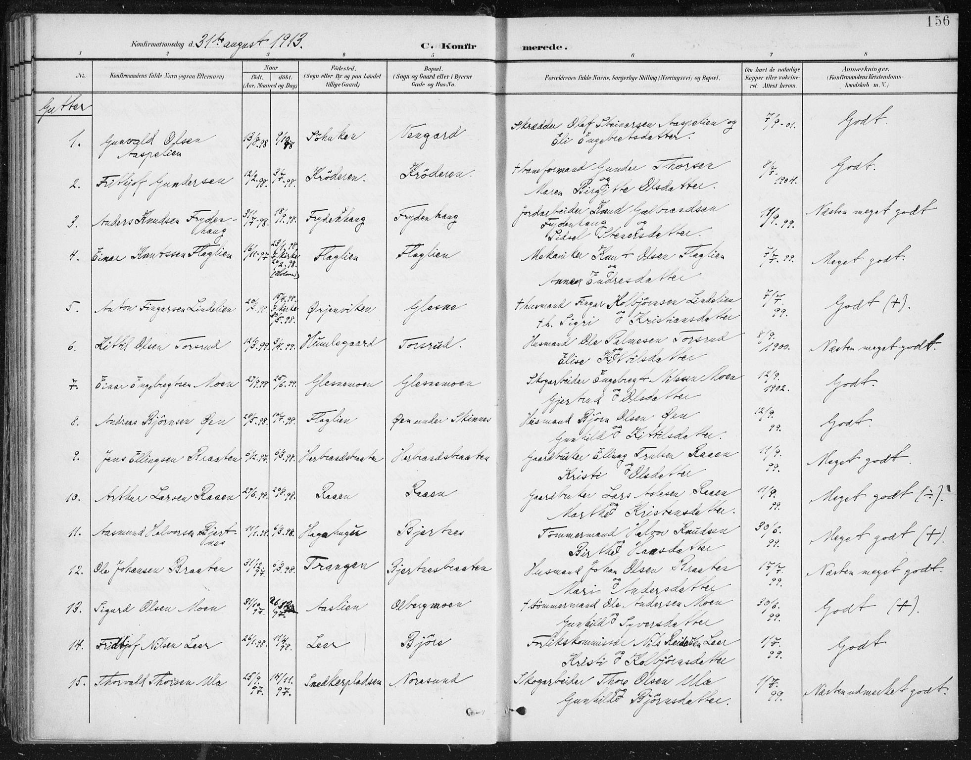 Krødsherad kirkebøker, SAKO/A-19/F/Fa/L0007: Parish register (official) no. 7, 1900-1915, p. 156