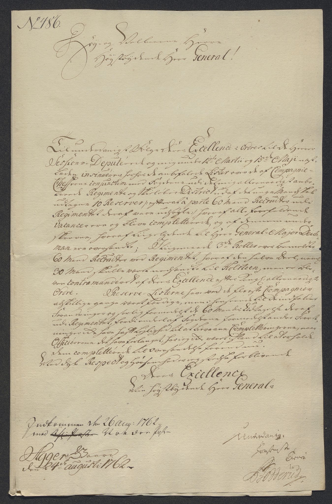 Kommanderende general (KG I) med Det norske krigsdirektorium, AV/RA-EA-5419/E/Ec/L0021: Ruller over nedkommanderte mannskap, 1758-1762, p. 671