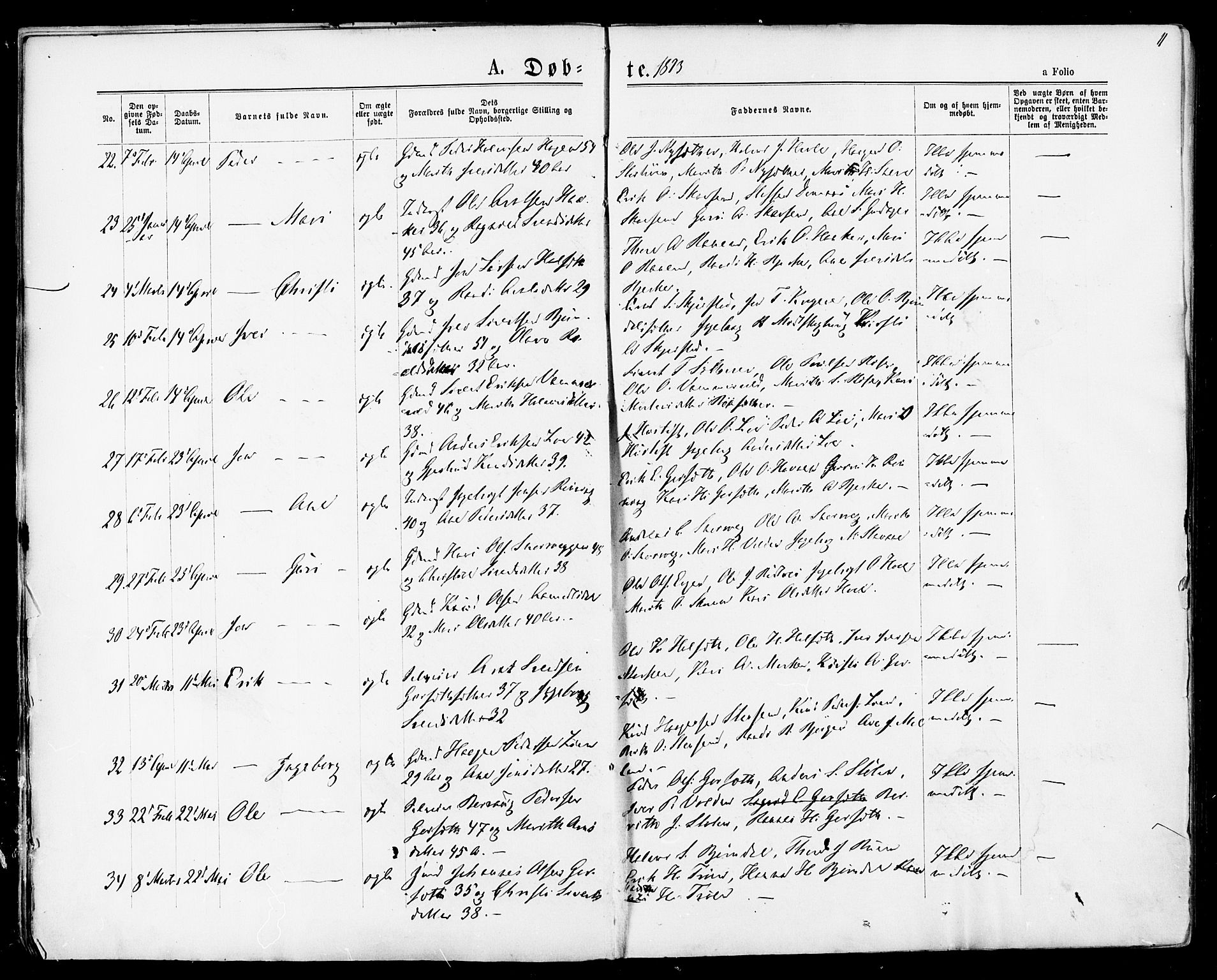 Ministerialprotokoller, klokkerbøker og fødselsregistre - Sør-Trøndelag, SAT/A-1456/678/L0900: Parish register (official) no. 678A09, 1872-1881, p. 11