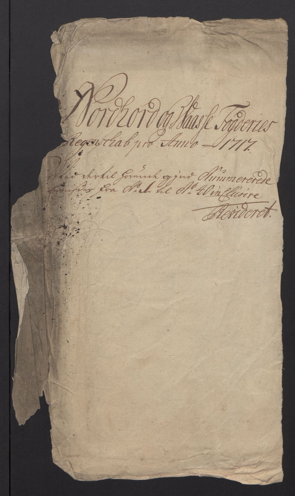 Rentekammeret inntil 1814, Reviderte regnskaper, Fogderegnskap, RA/EA-4092/R51/L3201: Fogderegnskap Nordhordland og Voss, 1717, p. 3