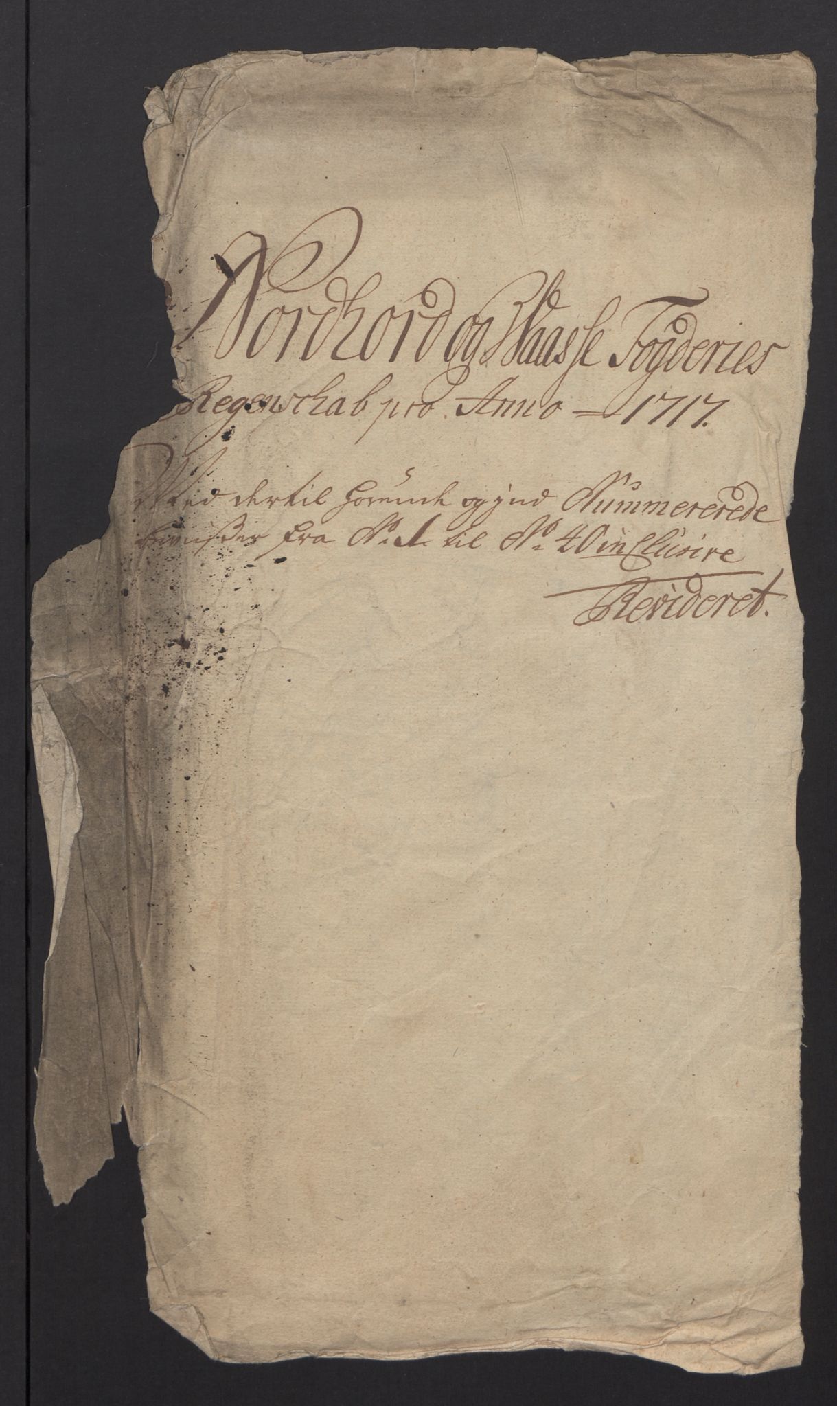 Rentekammeret inntil 1814, Reviderte regnskaper, Fogderegnskap, AV/RA-EA-4092/R51/L3201: Fogderegnskap Nordhordland og Voss, 1717, p. 3