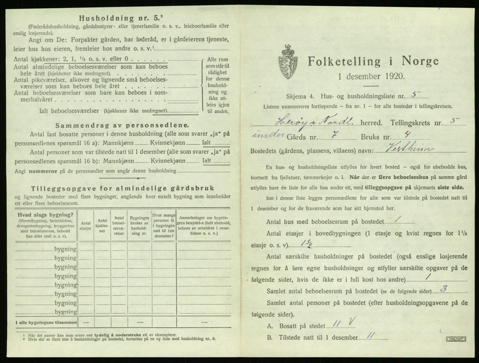 SAT, 1920 census for Herøy, 1920, p. 484