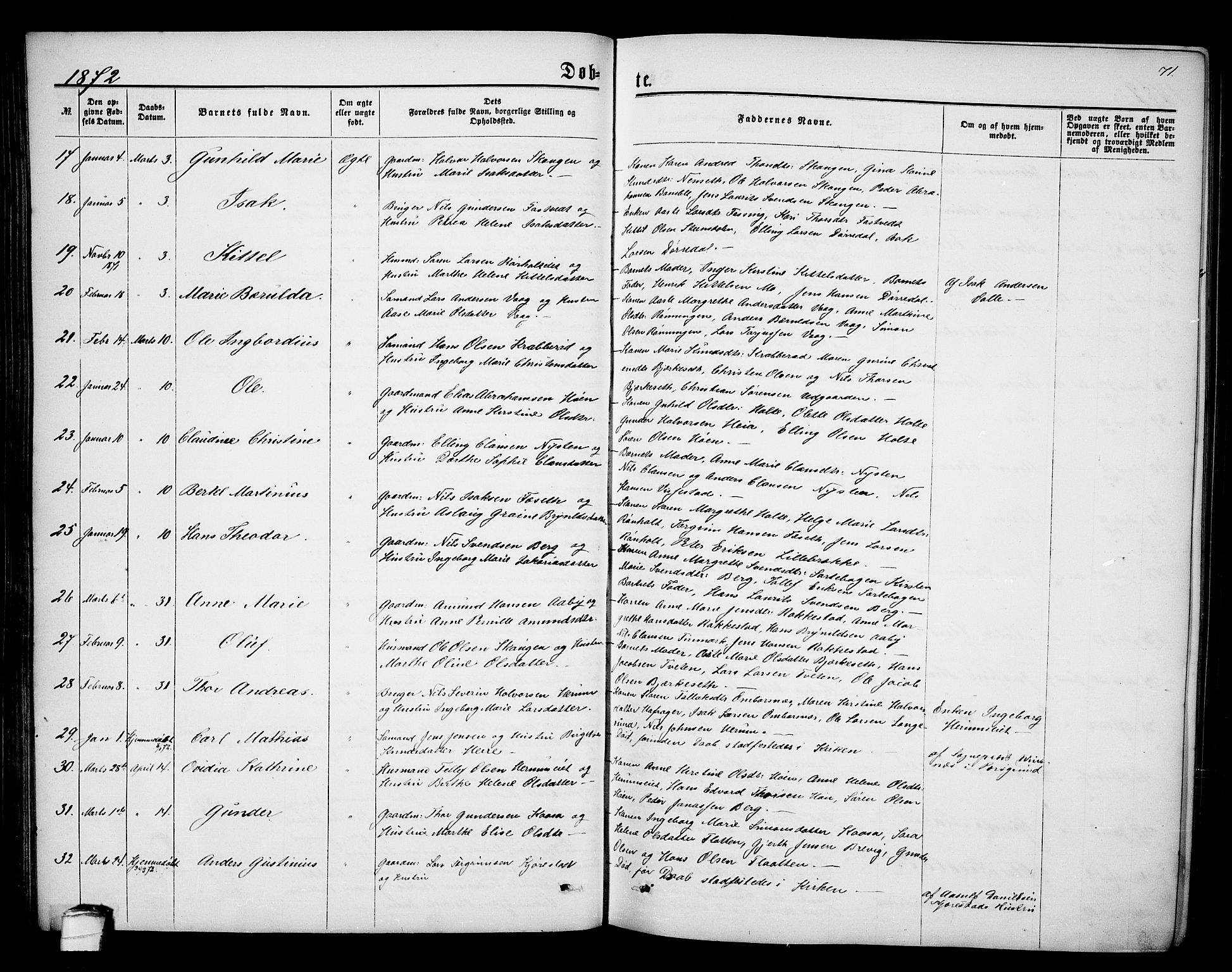 Bamble kirkebøker, AV/SAKO-A-253/G/Ga/L0006: Parish register (copy) no. I 6, 1860-1876, p. 71