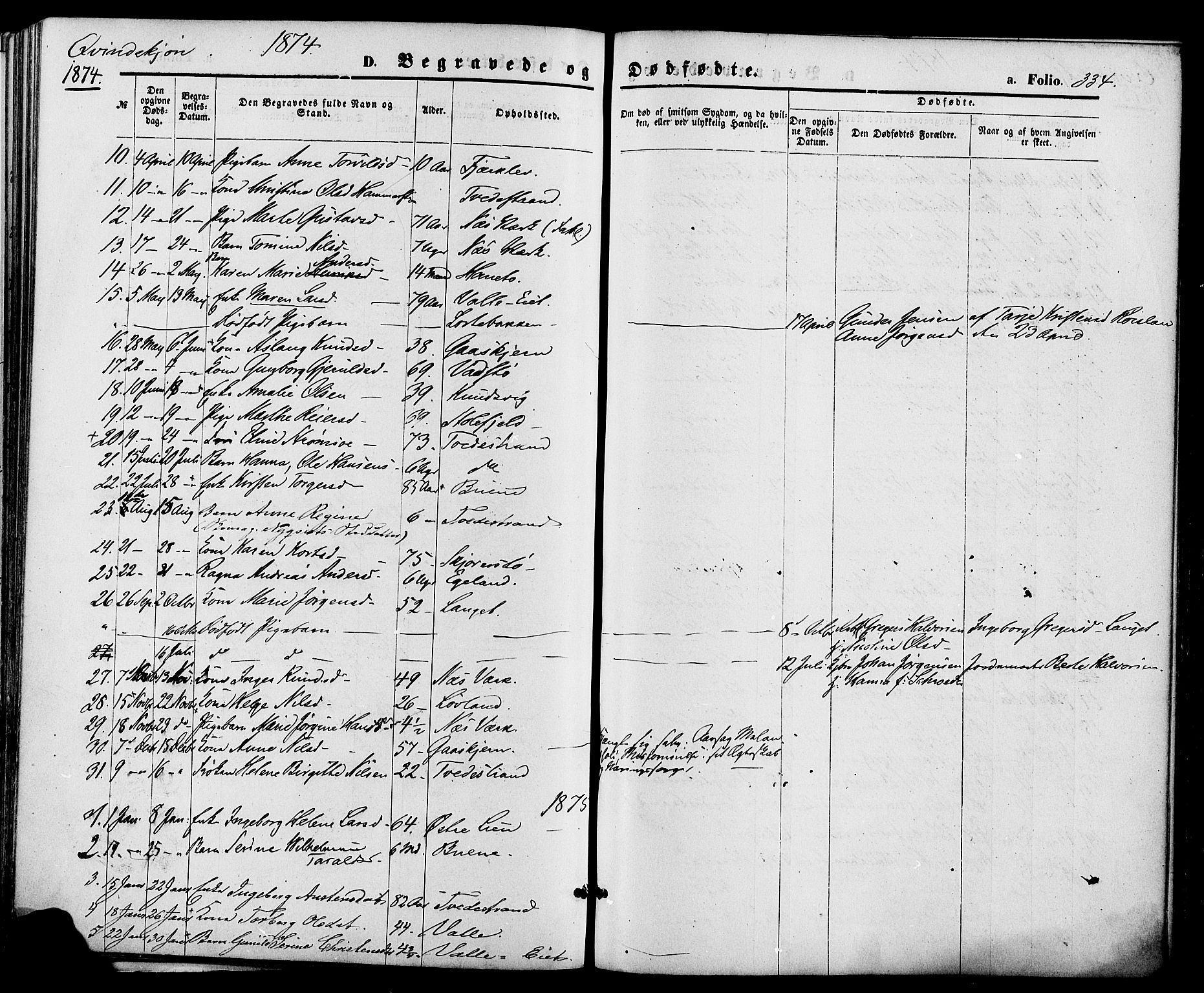 Holt sokneprestkontor, AV/SAK-1111-0021/F/Fa/L0010: Parish register (official) no. A 10, 1872-1885, p. 334