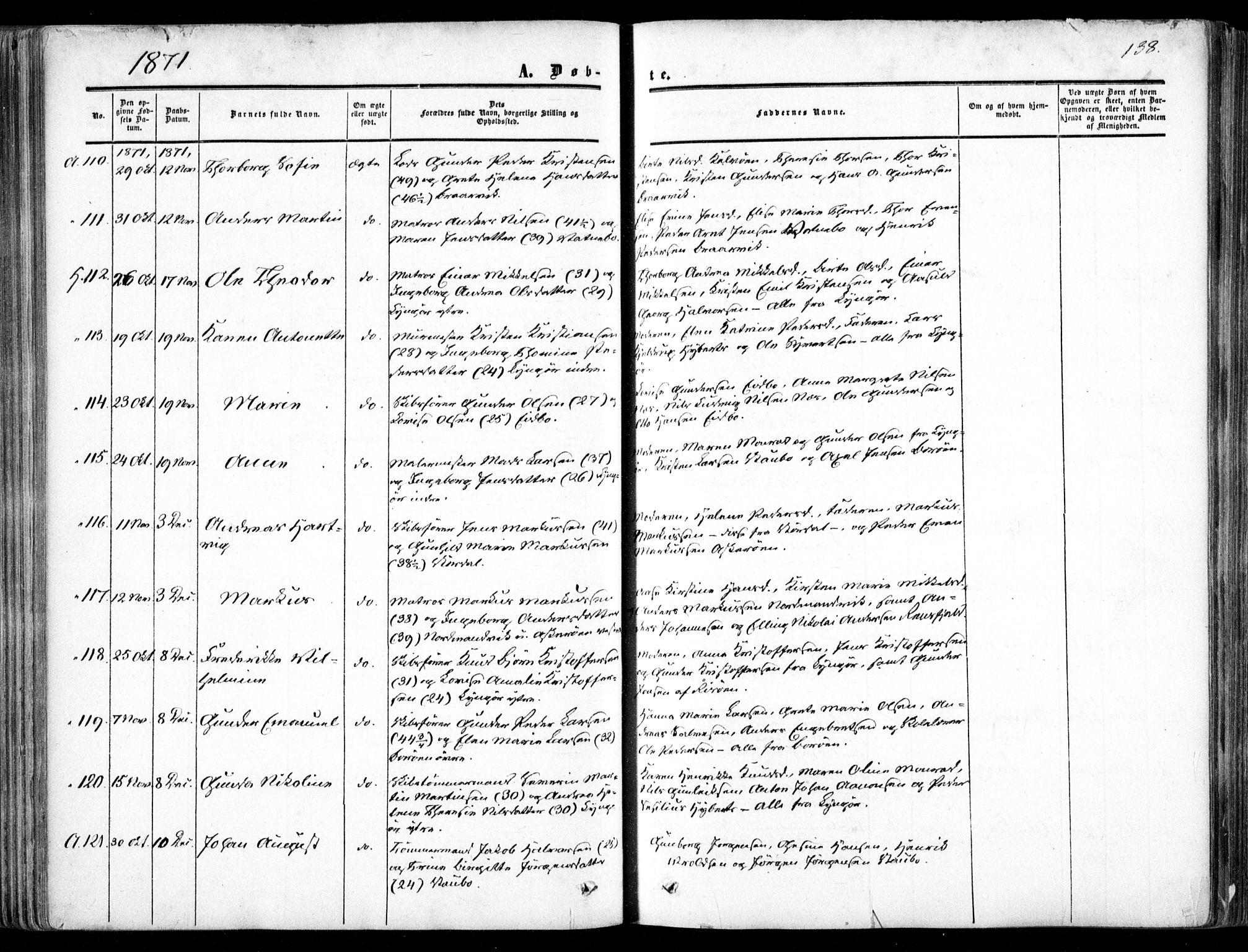 Dypvåg sokneprestkontor, AV/SAK-1111-0007/F/Fa/Faa/L0006: Parish register (official) no. A 6, 1855-1872, p. 138