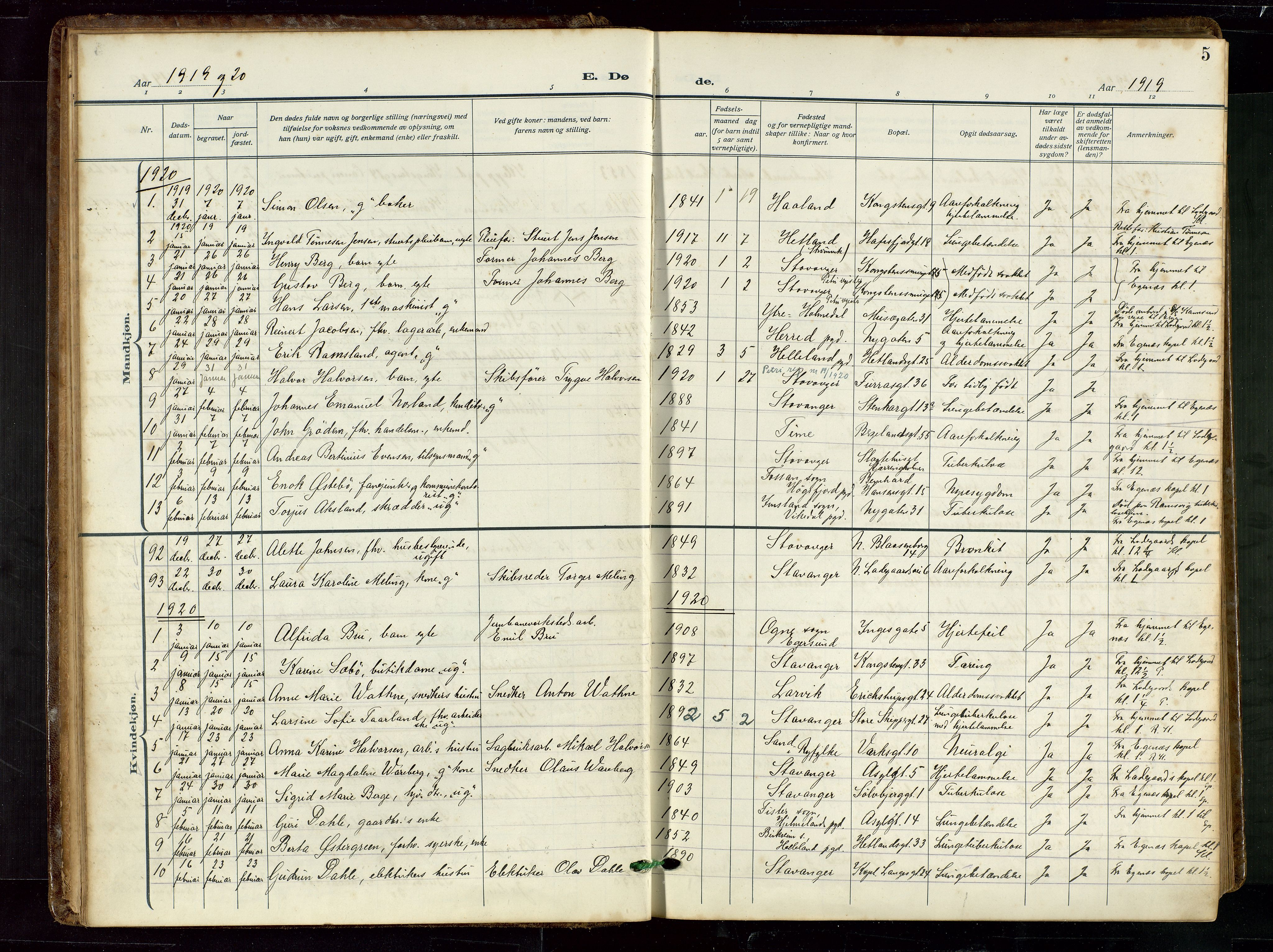 St. Petri sokneprestkontor, AV/SAST-A-101813/002/D/L0003: Parish register (official) no. A 28, 1919-1938, p. 5